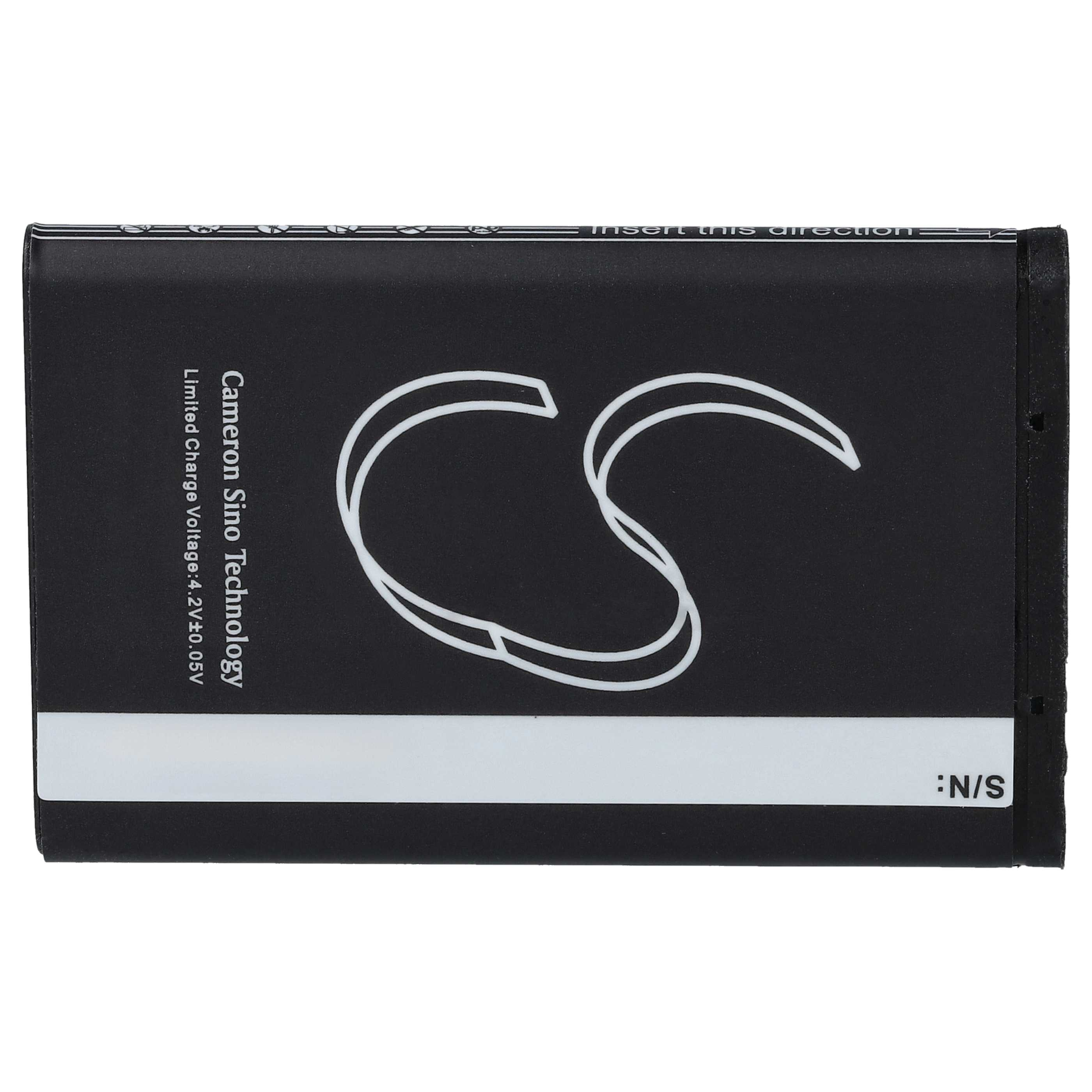 Ein schwarzes Batteriepack mit weißem Text und einem geschwungenen weißen Logo. Der Text enthält Markennamen und technische Details.