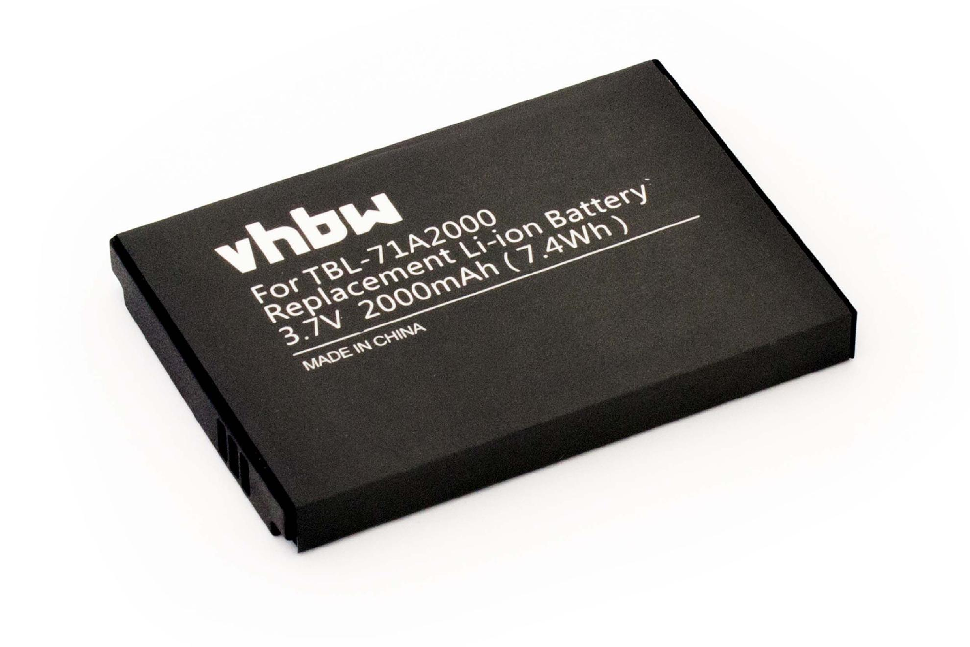 Ein schwarzes rechteckiges Batteriepack mit weißem Text 'vhbw' und Produktinformationen. Es befindet sich auf weißem Hintergrund.
