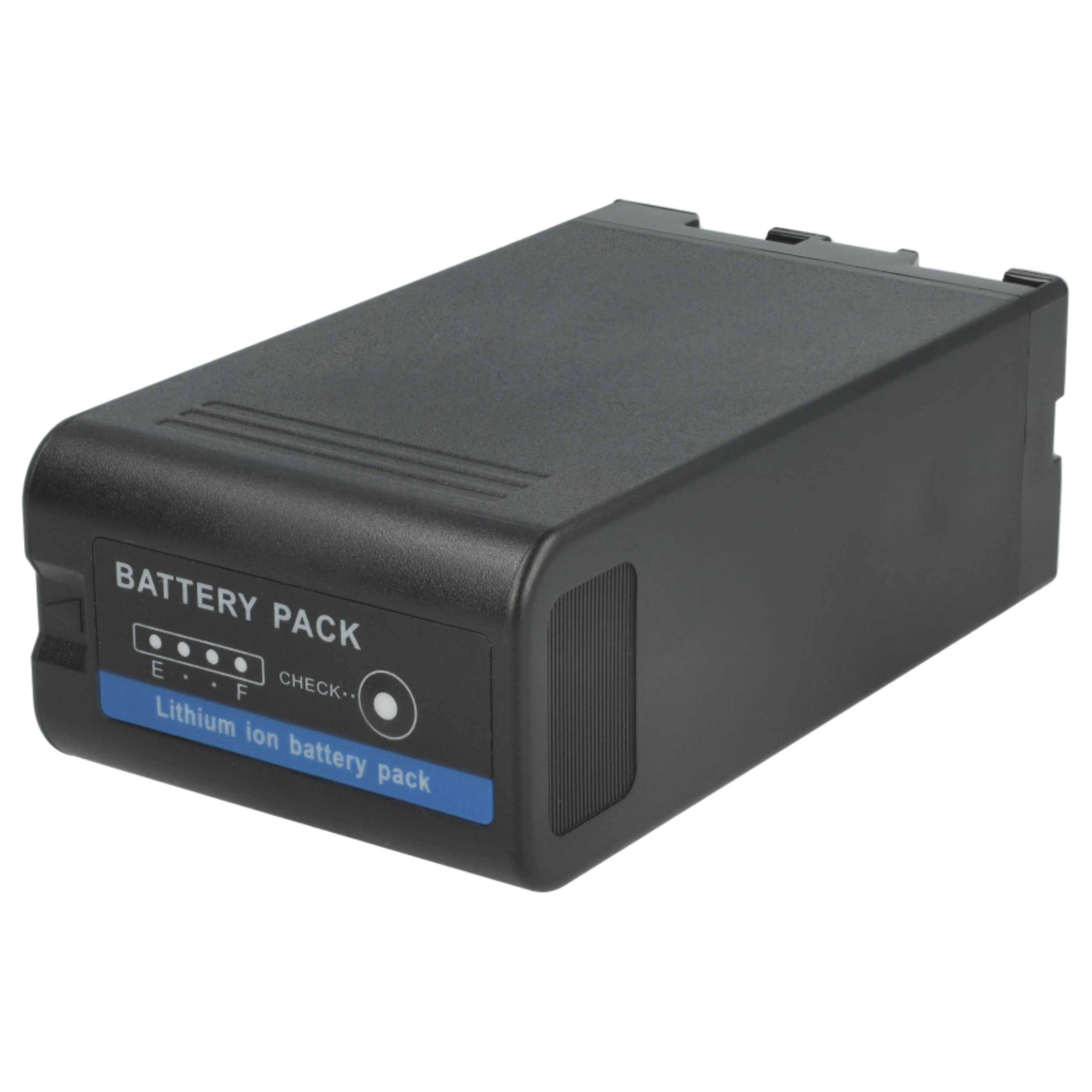 Schwarzer rechteckiger Akku mit der Aufschrift 'BATTERY PACK'. Blaues Etikett mit 'Lithium-Ionen-Akku'.