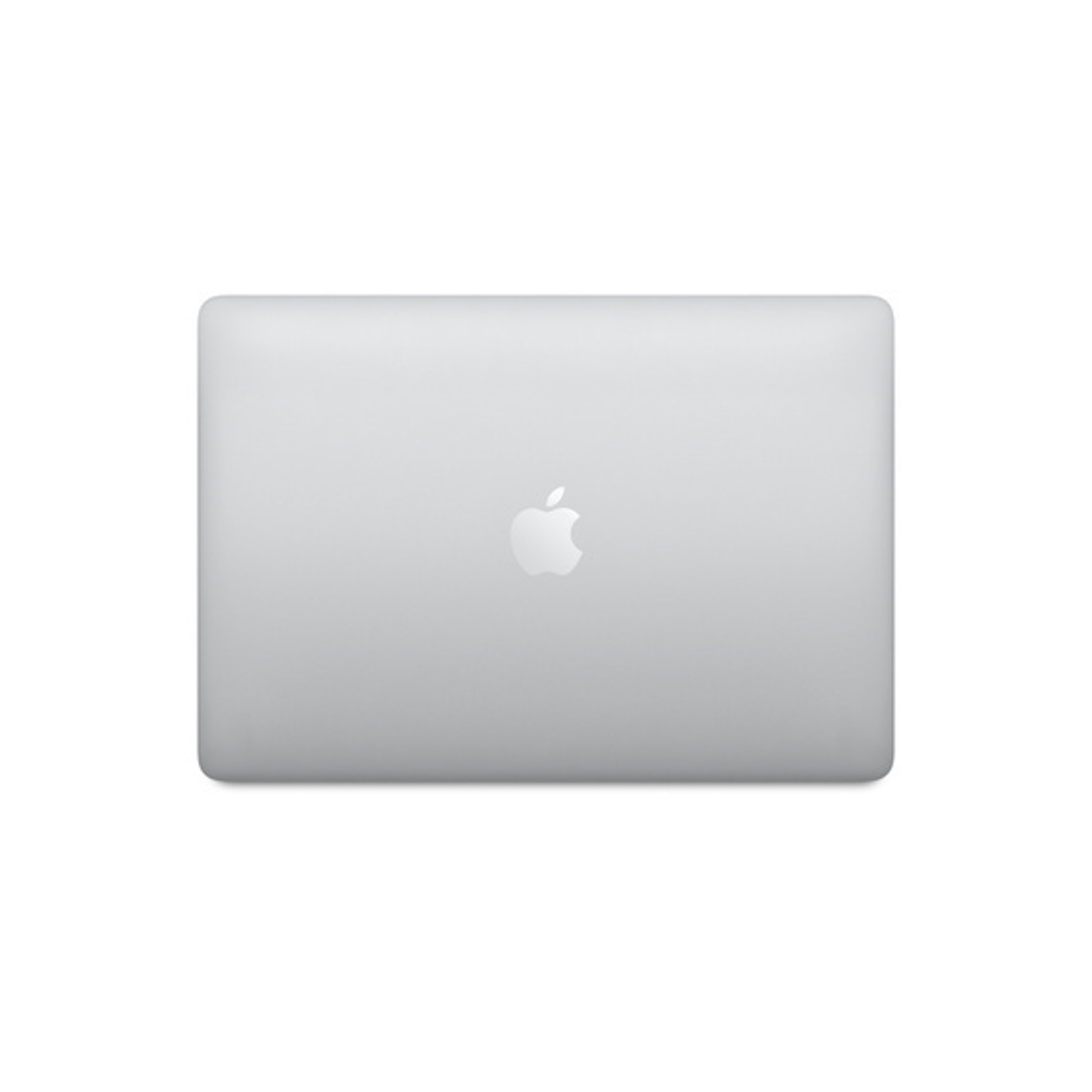 Una laptop plateada cerrada con el logotipo de Apple en el centro. El fondo es blanco liso.