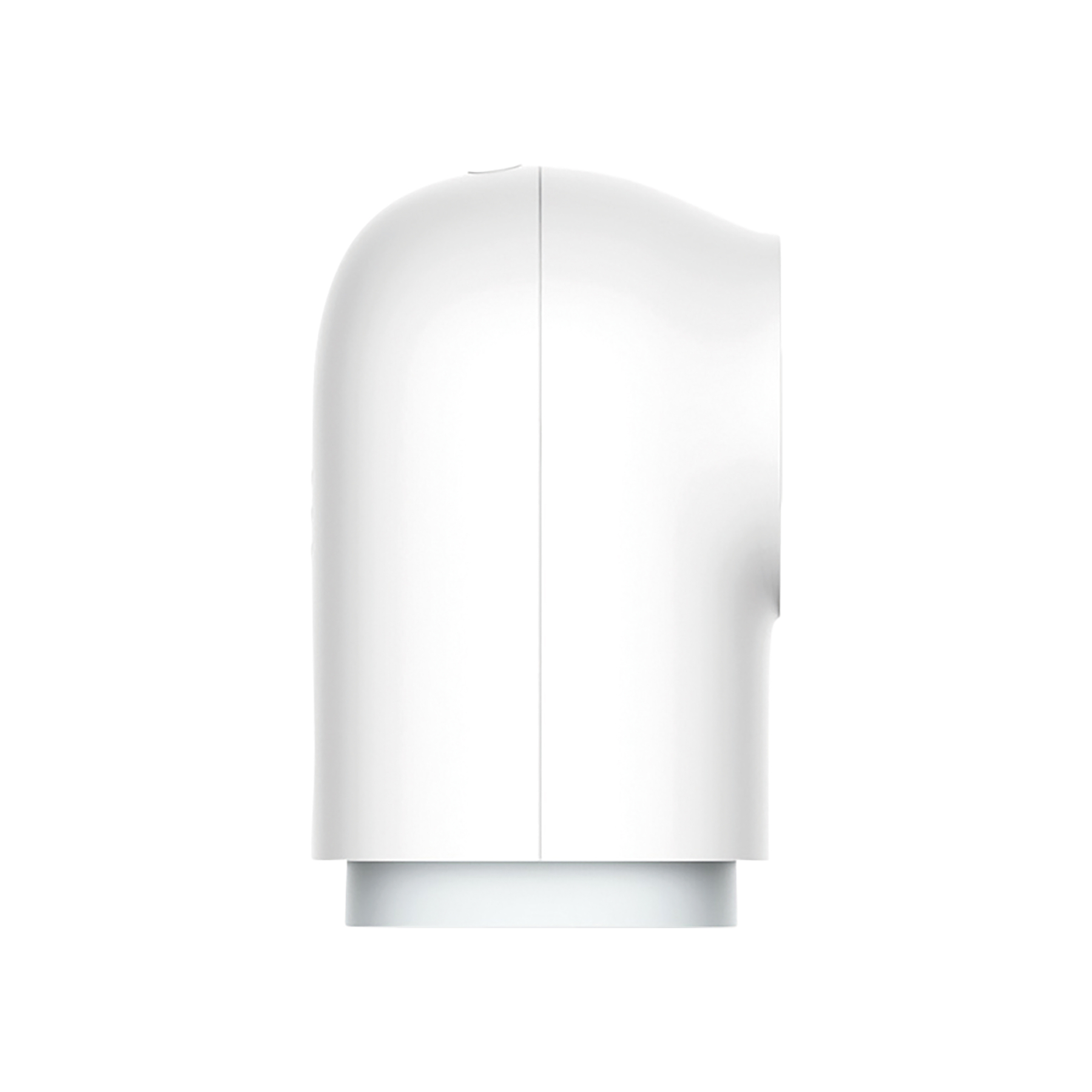 Biały, zaokrąglony obiekt na białym tle. Ma pionową linię pośrodku.