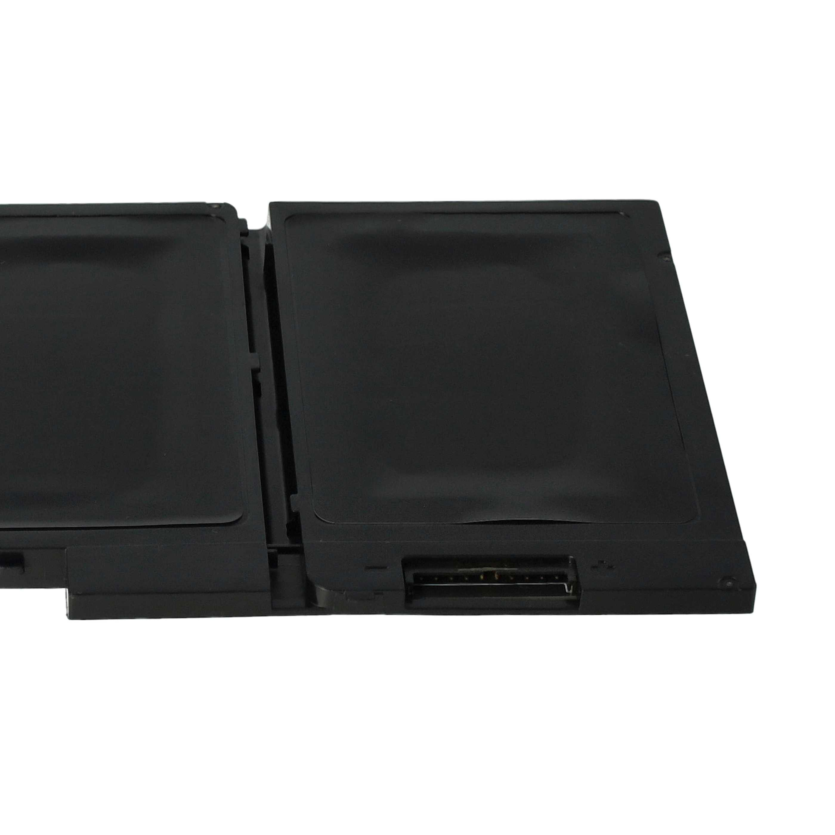 Schwarze Laptop-Batteriekomponente auf weißem Hintergrund. Sie hat eine rechteckige Form mit Innenfächern.