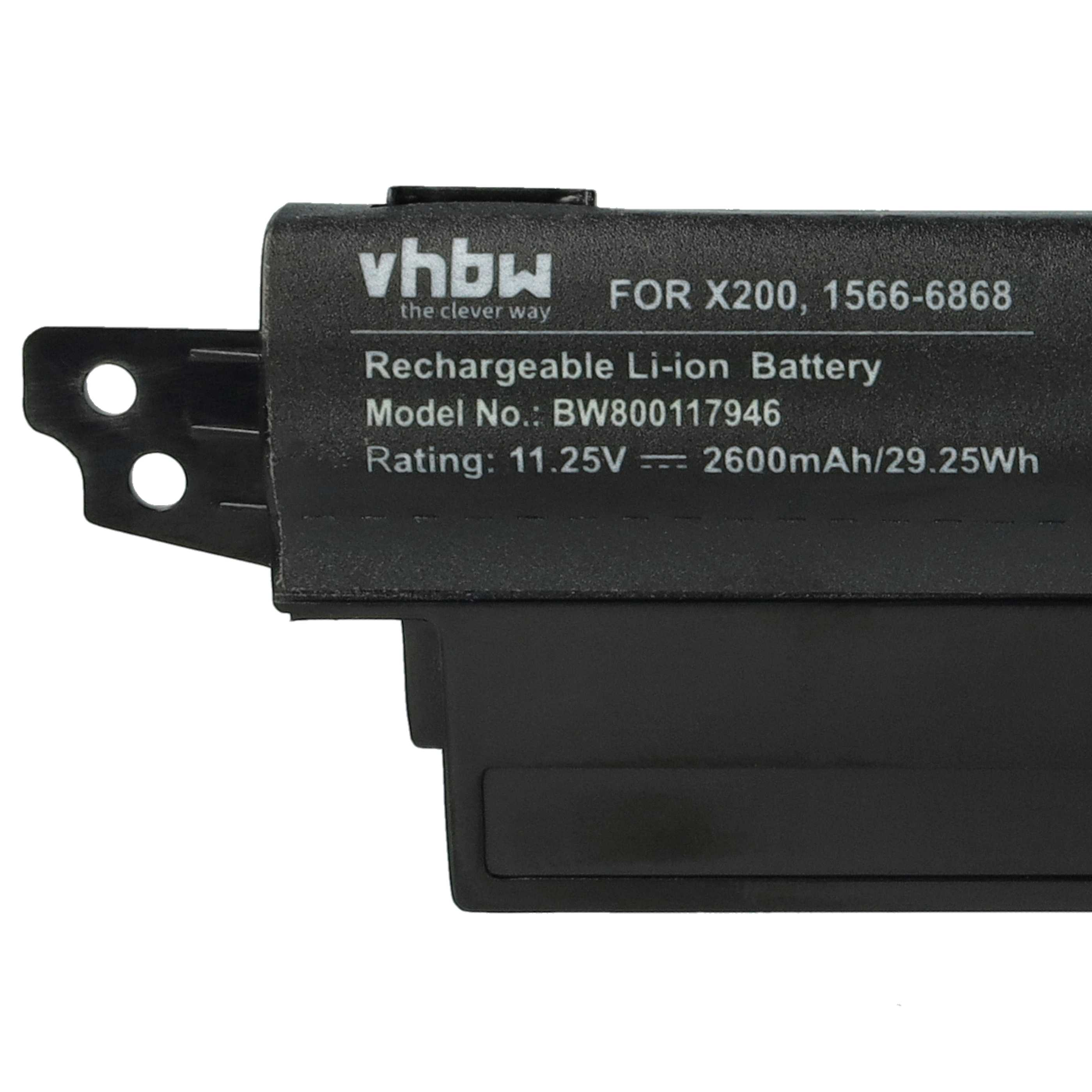 Ein schwarzer Akku mit weißem Text. Er trägt den Markennamen vhbw, Modellinformationen und eine Spannungsbewertung von 11,25 V.