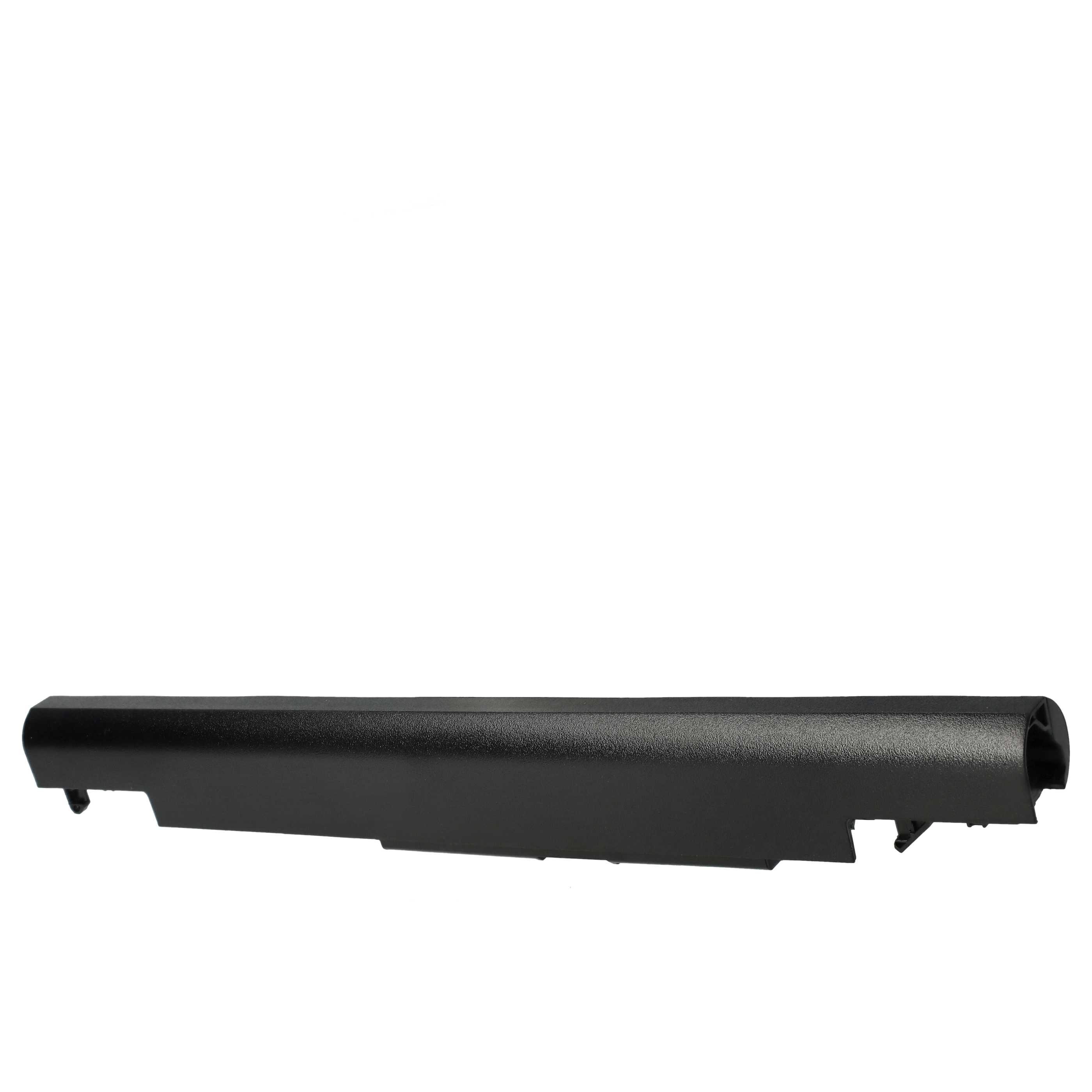 Eine schwarze Laptop-Akkuhülle auf weißem Hintergrund. Die Hülle ist lang, rechteckig und hat eine strukturierte Oberfläche.