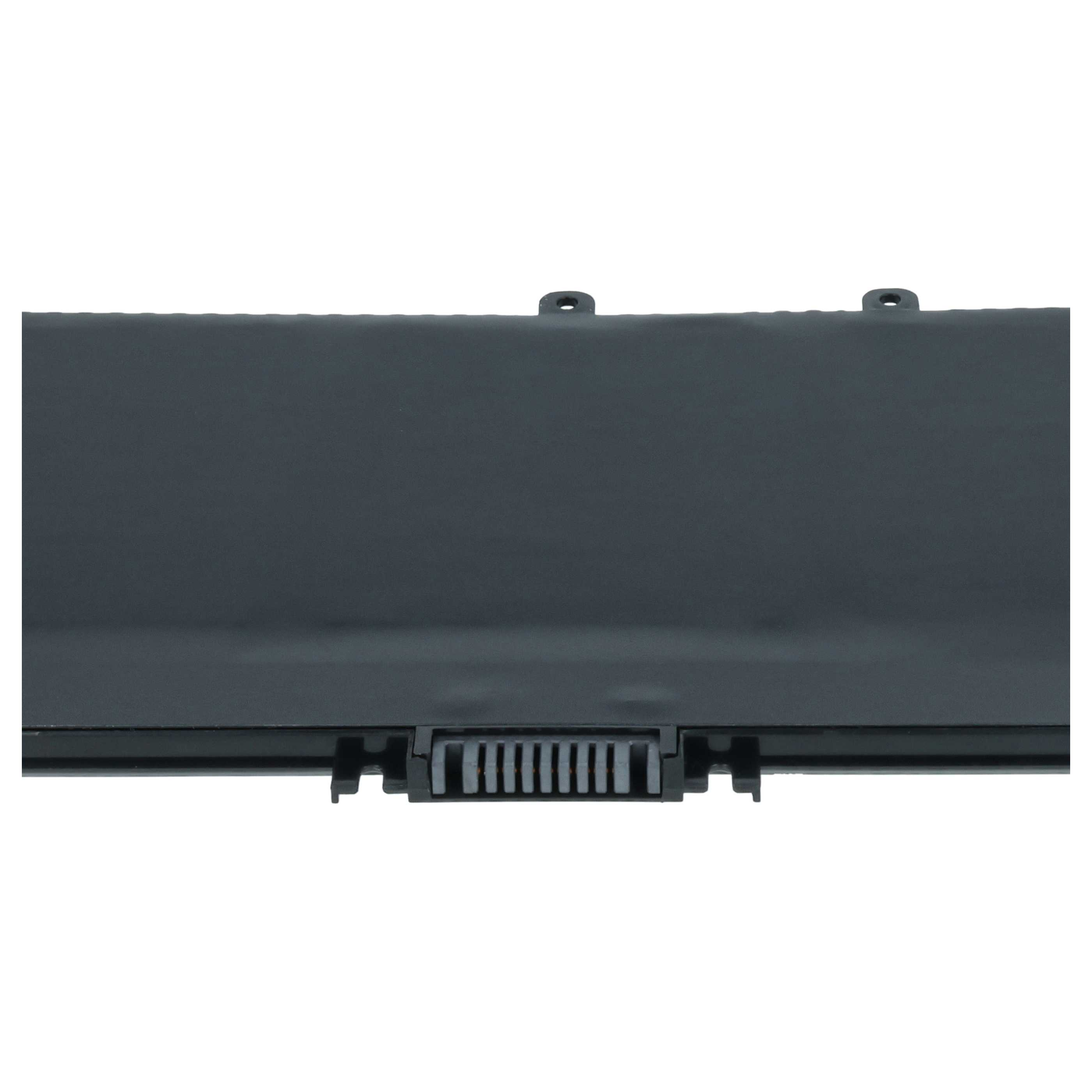 Ein schwarzer Laptop-Akku. Der Stecker ist unten sichtbar. Der Akku hat eine dunkelgraue Oberfläche.