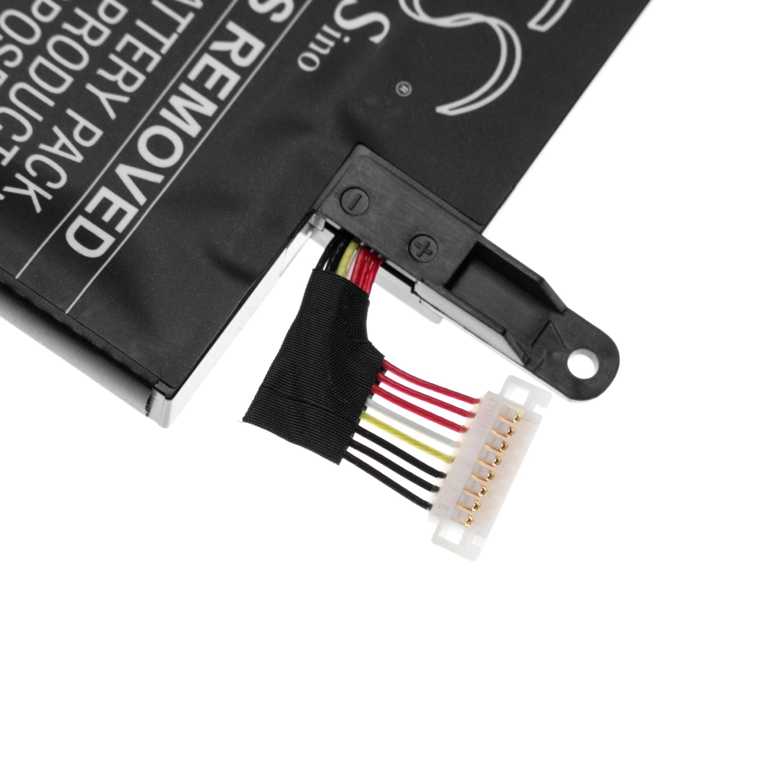 Ein Akkupack mit farbigen Drähten und einem Stecker, mit dem Wort 'REMOVED'.