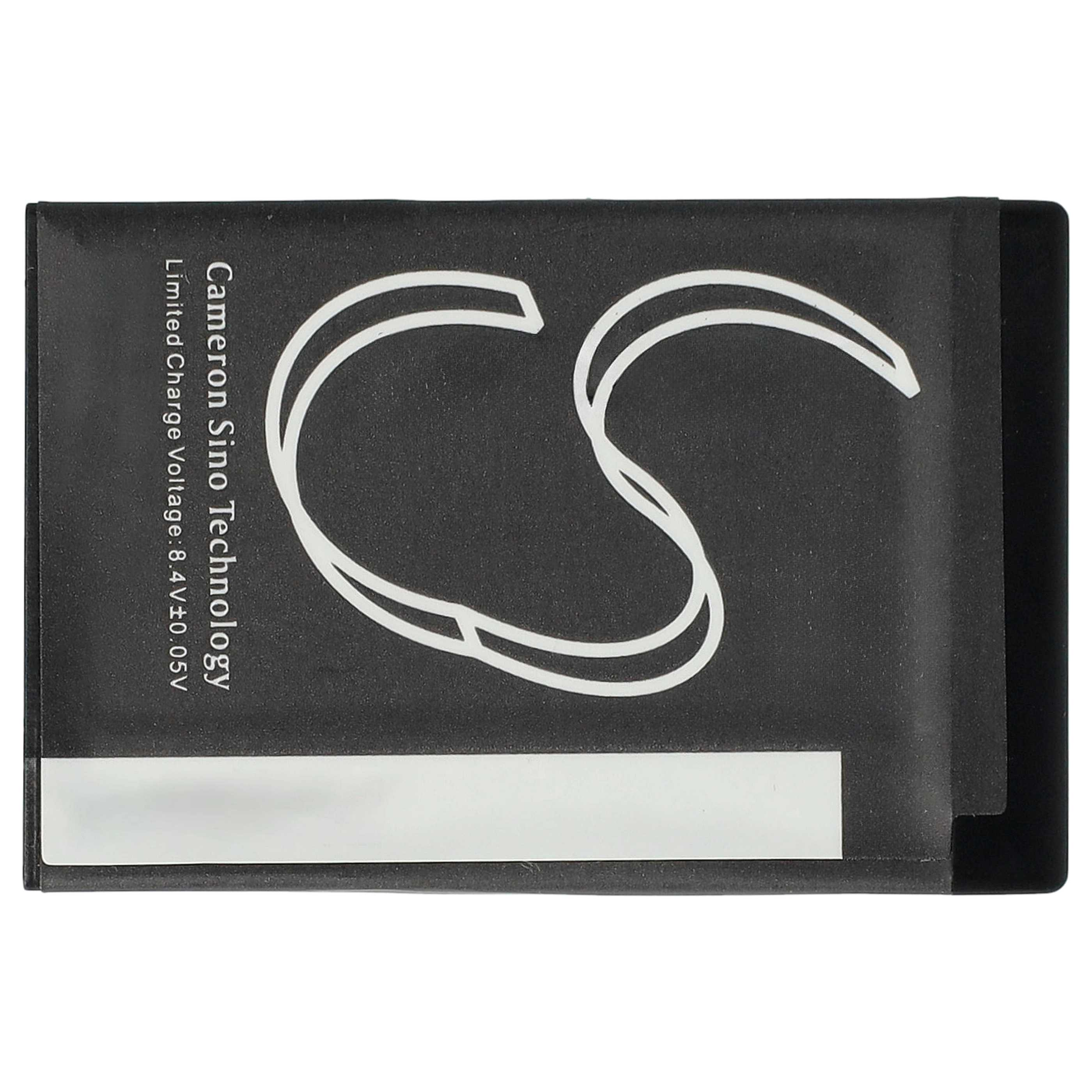 Ein schwarzer Akku mit weißem Text 'Cameron Sino Technology'. Es hat ein weißes 'CS'-Logo und ein weißes Rechteck.