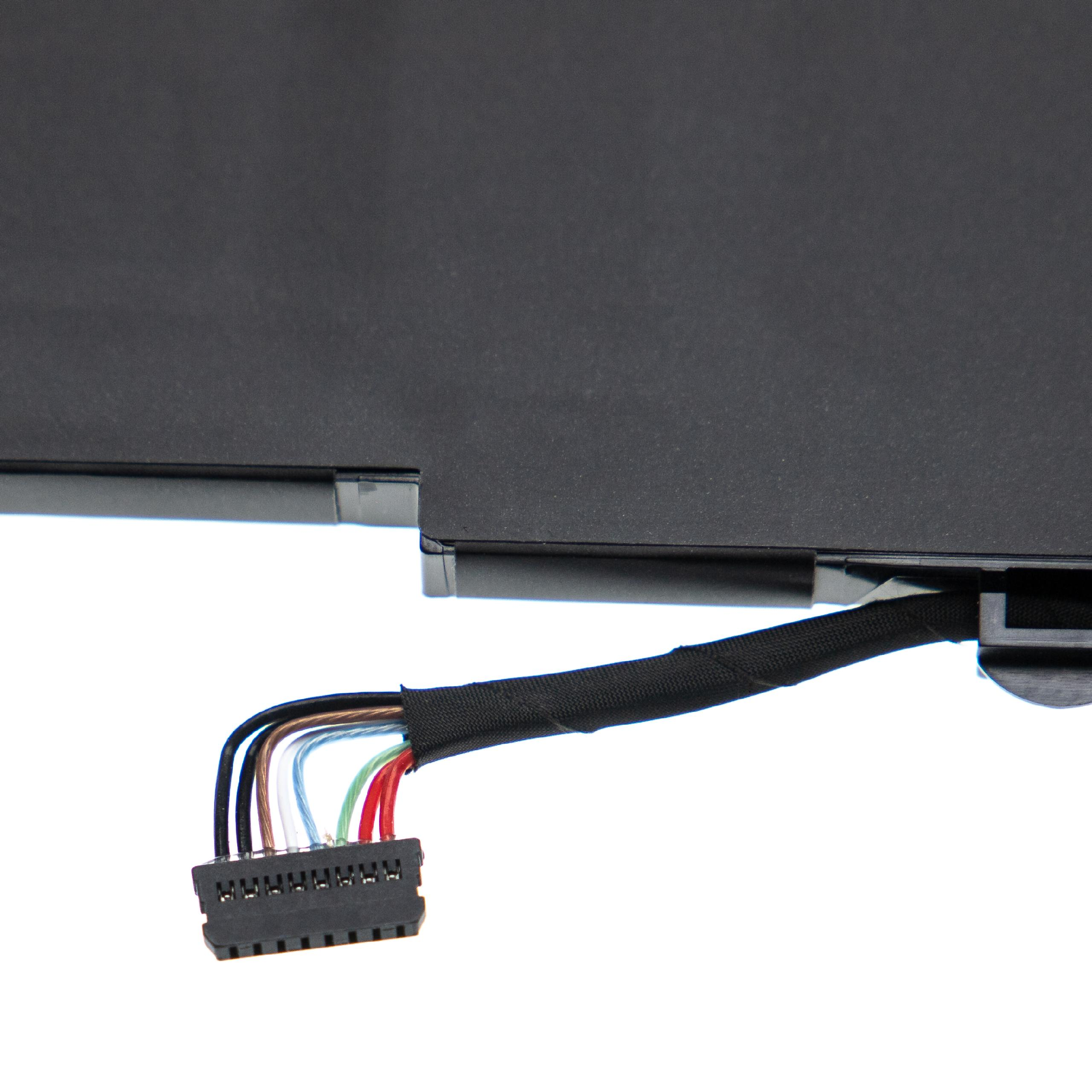 Eine schwarze elektronische Komponente mit Drähten und Steckern auf weißem Hintergrund. Teil eines größeren Geräts.