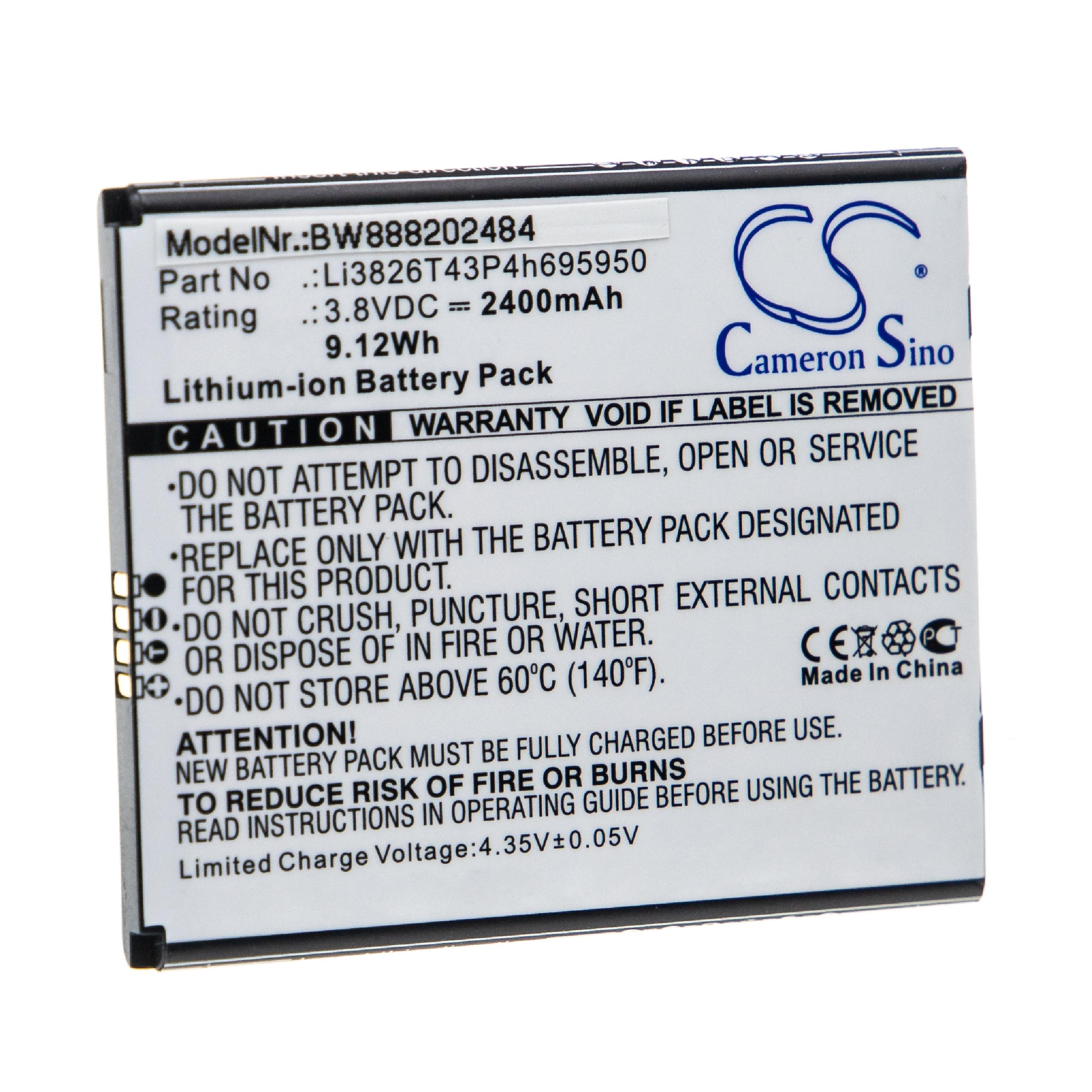 Ein Etikett mit Text, einschließlich "Lithium-Ionen-Akku", Warnungen und technischen Daten. Ein Logo von "Cameron Sino" ist sichtbar.