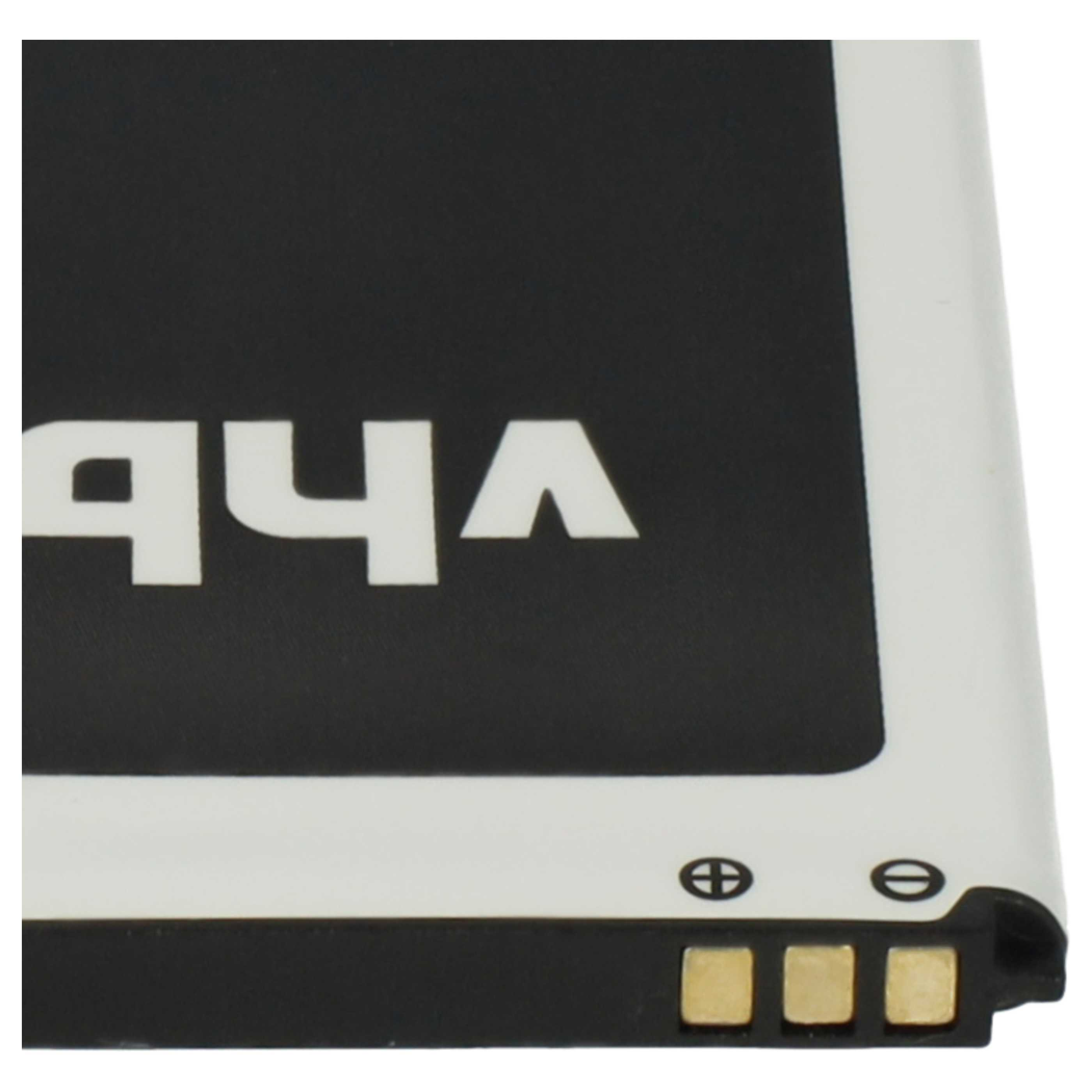 Eine Batteriezelle mit weißen und schwarzen Oberflächen. Sie hat goldfarbene Anschlüsse und das Wort 'VHb' in Weiß.
