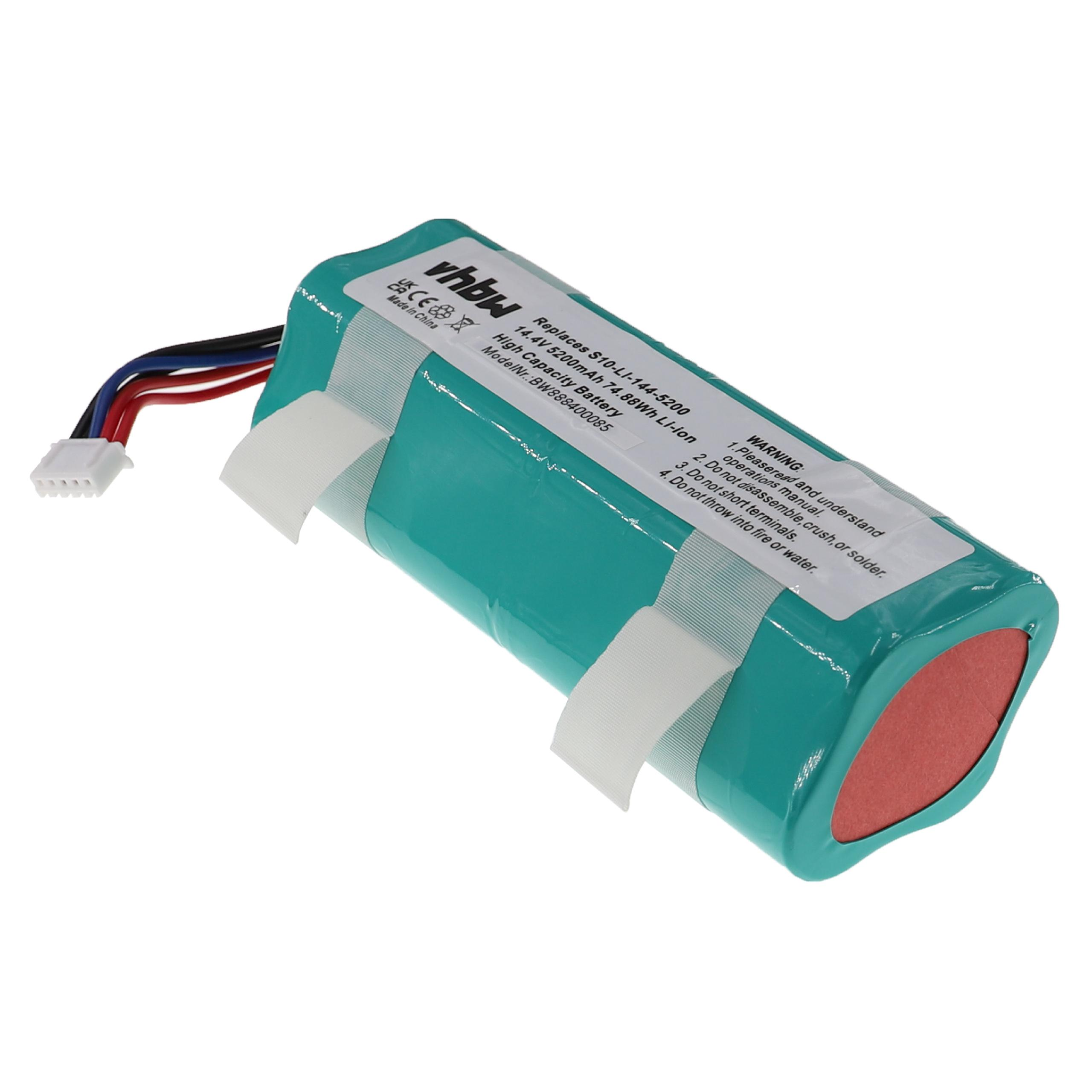 Eine türkisblaue Batterie mit rotem Ende, weißem Klebeband, Drähten und einem Stecker vor weißem Hintergrund.