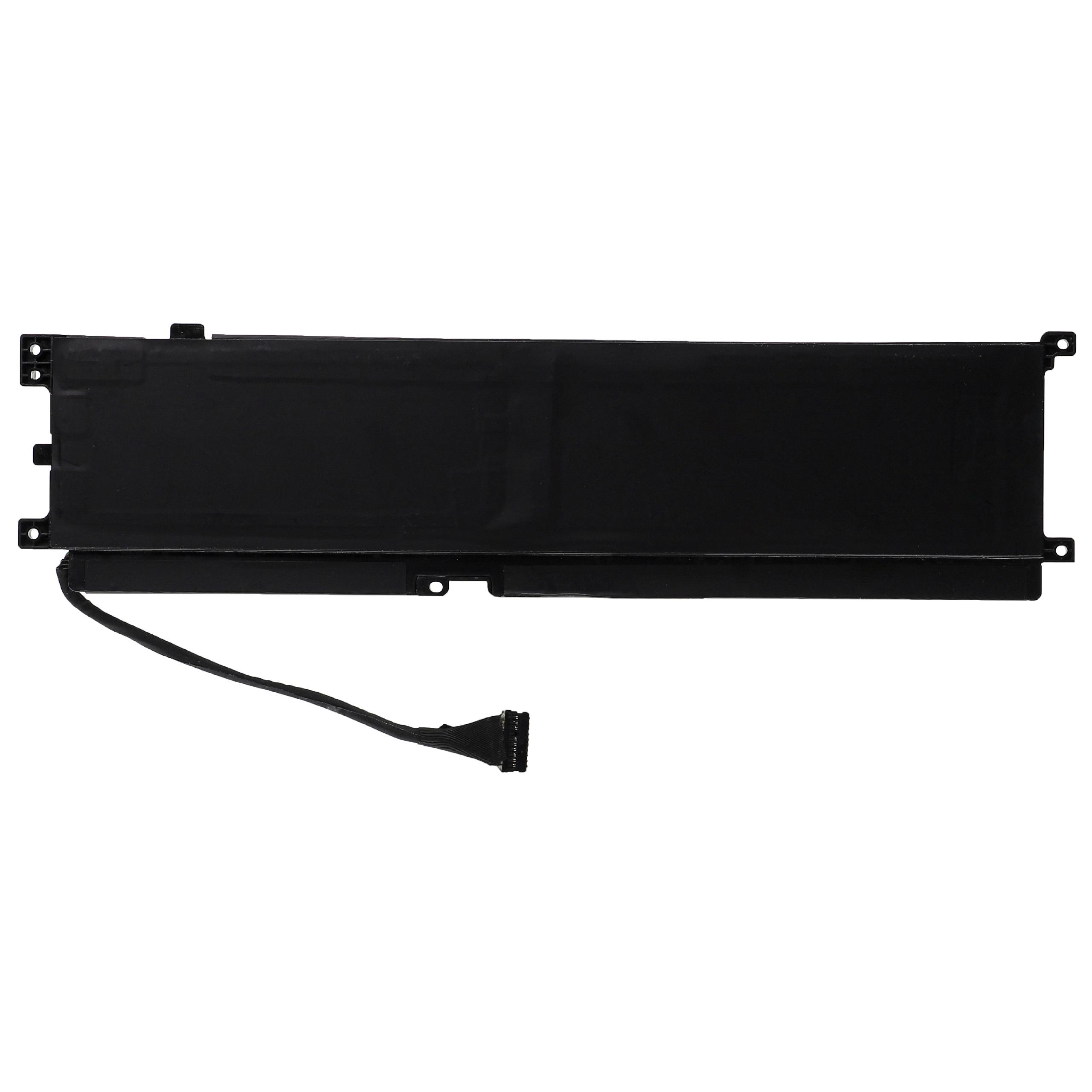 Ein schwarzer Laptop-Akku mit schwarzem Kabel und Stecker. Er befindet sich vor einem weißen Hintergrund.