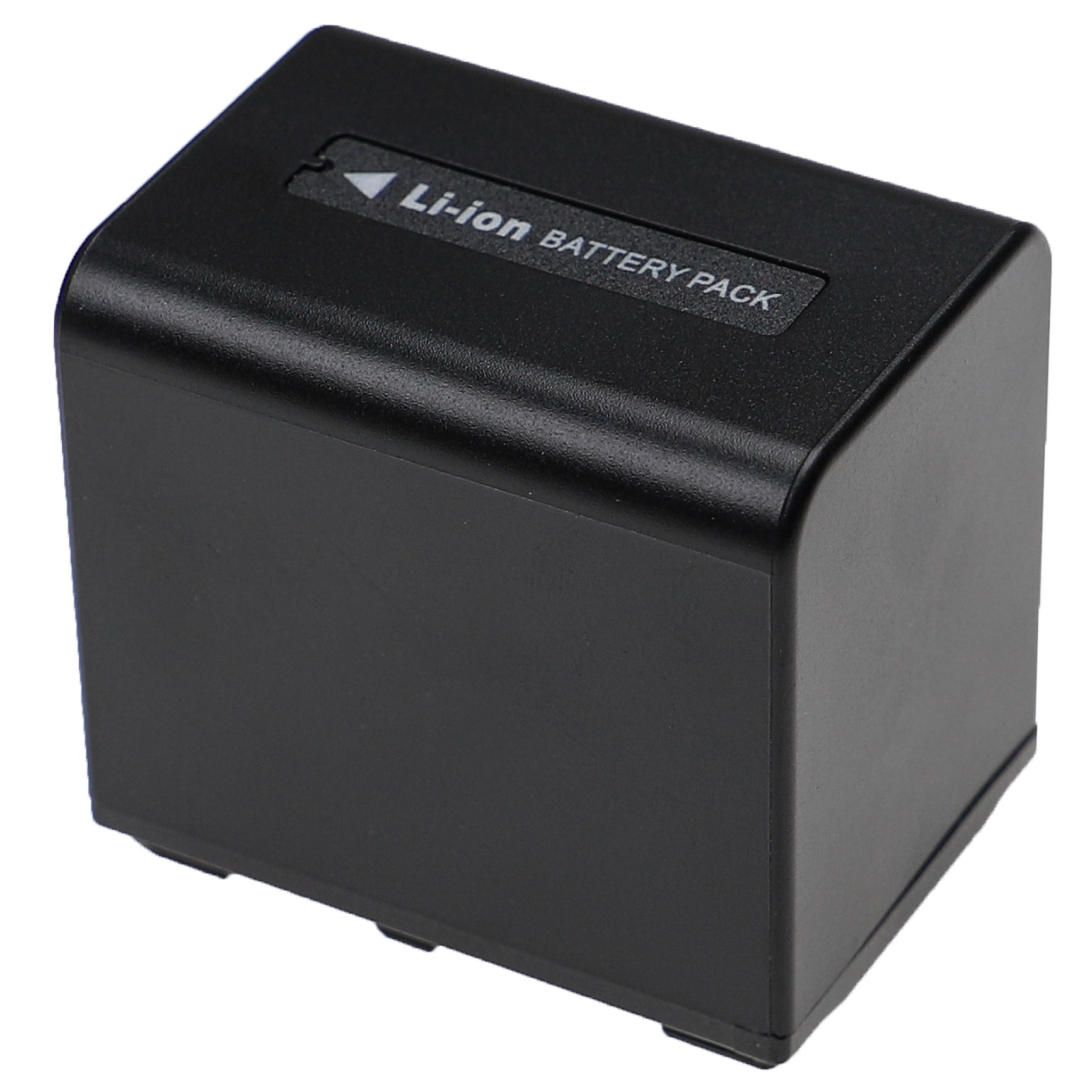 Ein schwarzes Li-Ionen-Akkupack. Es hat weißen Text, der Li-Ion BATTERY PACK sagt. Es ist auf weißem Hintergrund.