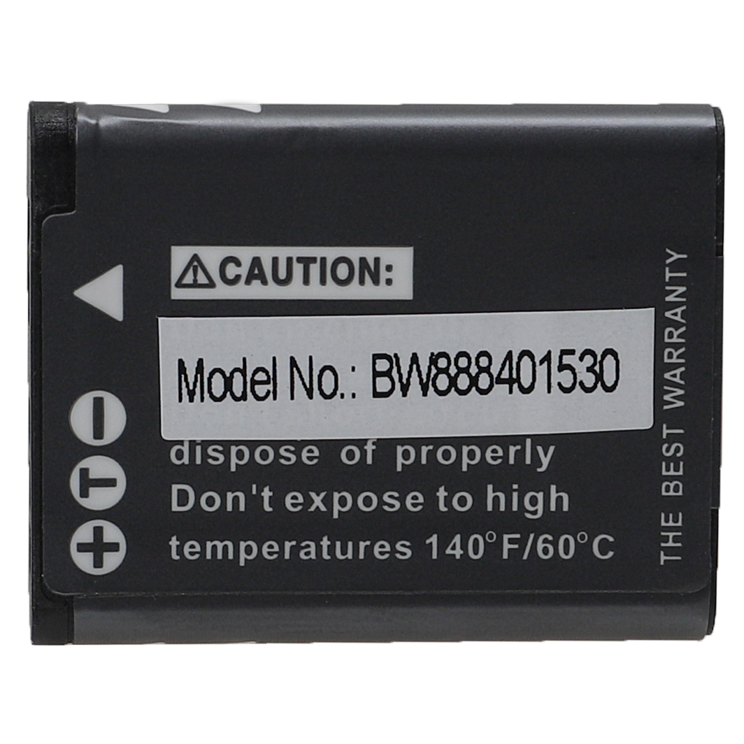 Schwarzer Akku mit Text: Achtung, Modell-Nr. BW888401530. Text über Entsorgung und Temperaturgrenzen. Die beste Garantie.