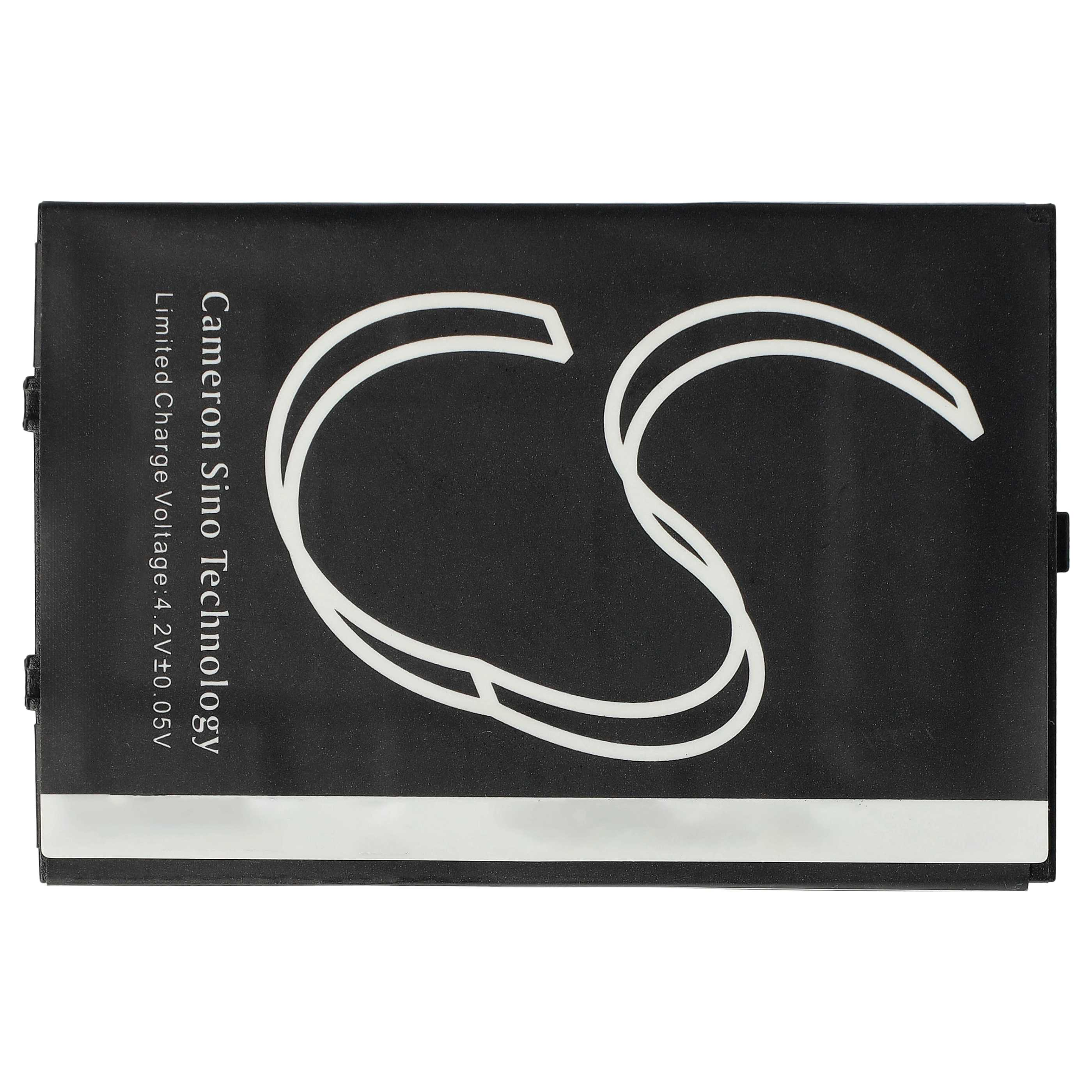 Schwarzer rechteckiger Akku mit weißem 'CS'-Logo. Text: Cameron Sino Technology, Limited Charge Voltage: 4,2 V±0,05 V.
