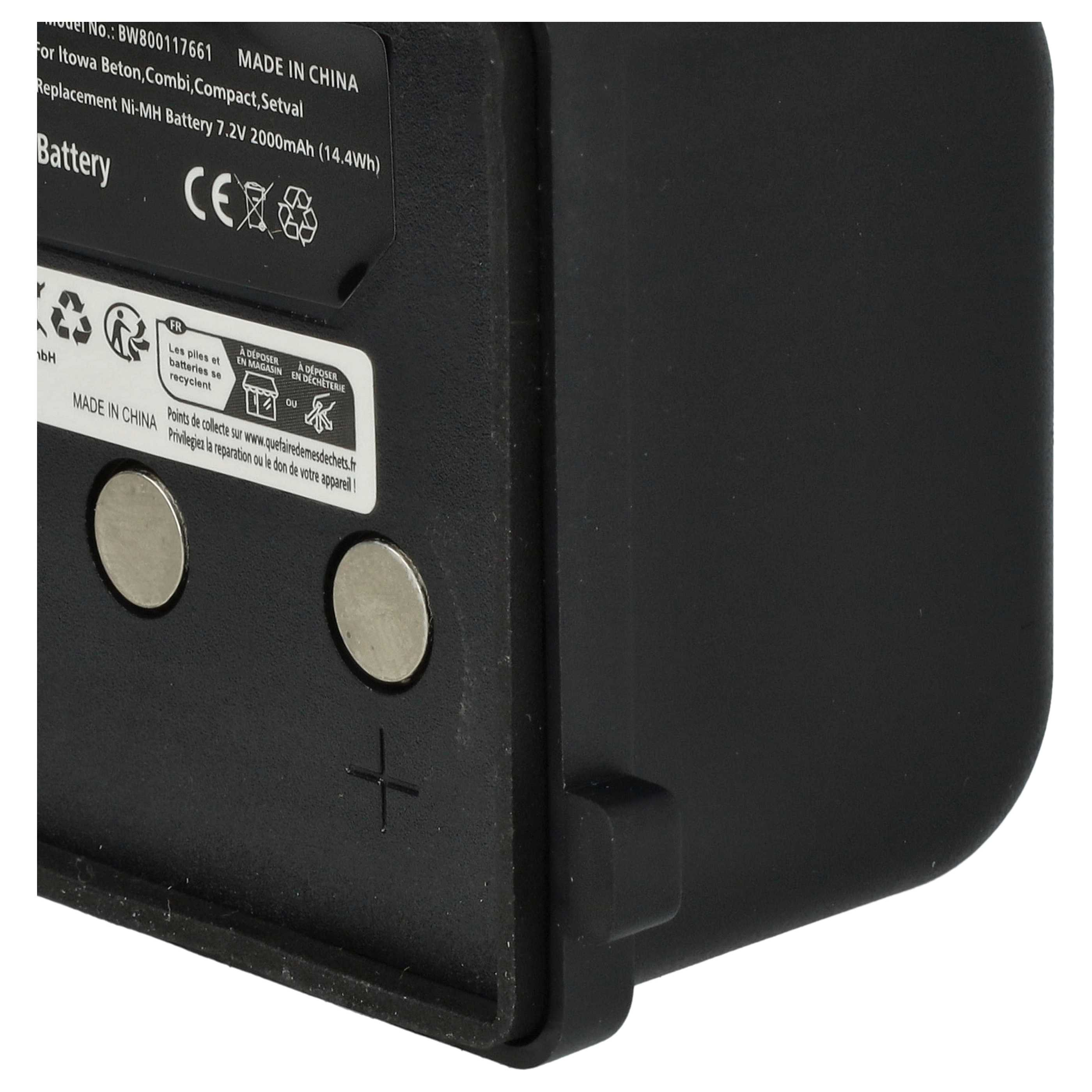 Ein schwarzer Akku mit Text und Symbolen. Er lautet 'Battery' und 'Made in China'.