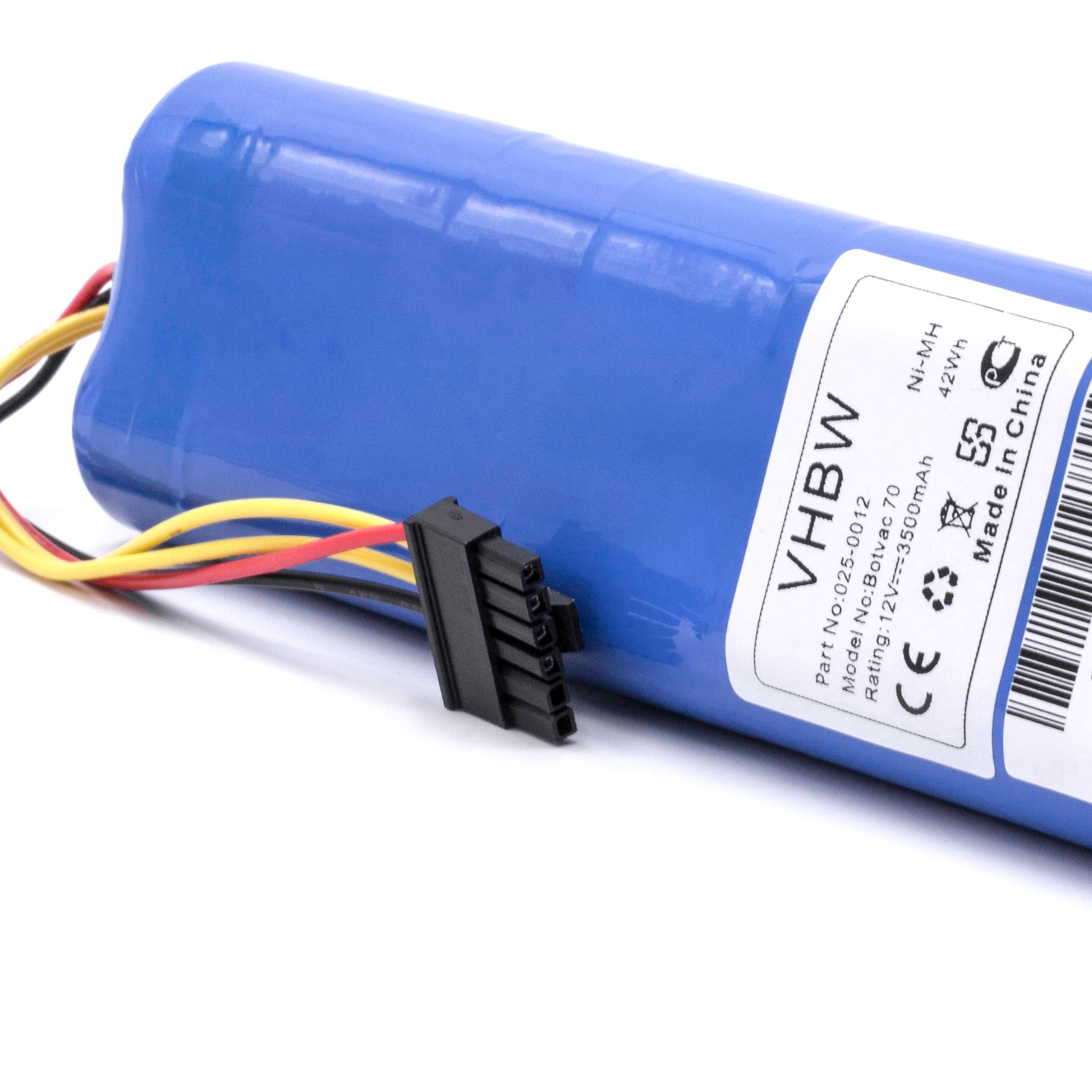 Ein blauer Akku mit schwarzem Stecker und Drähten. Ein Etikett lautet VHBW, Ni-MH 42Wh. Hergestellt in China.