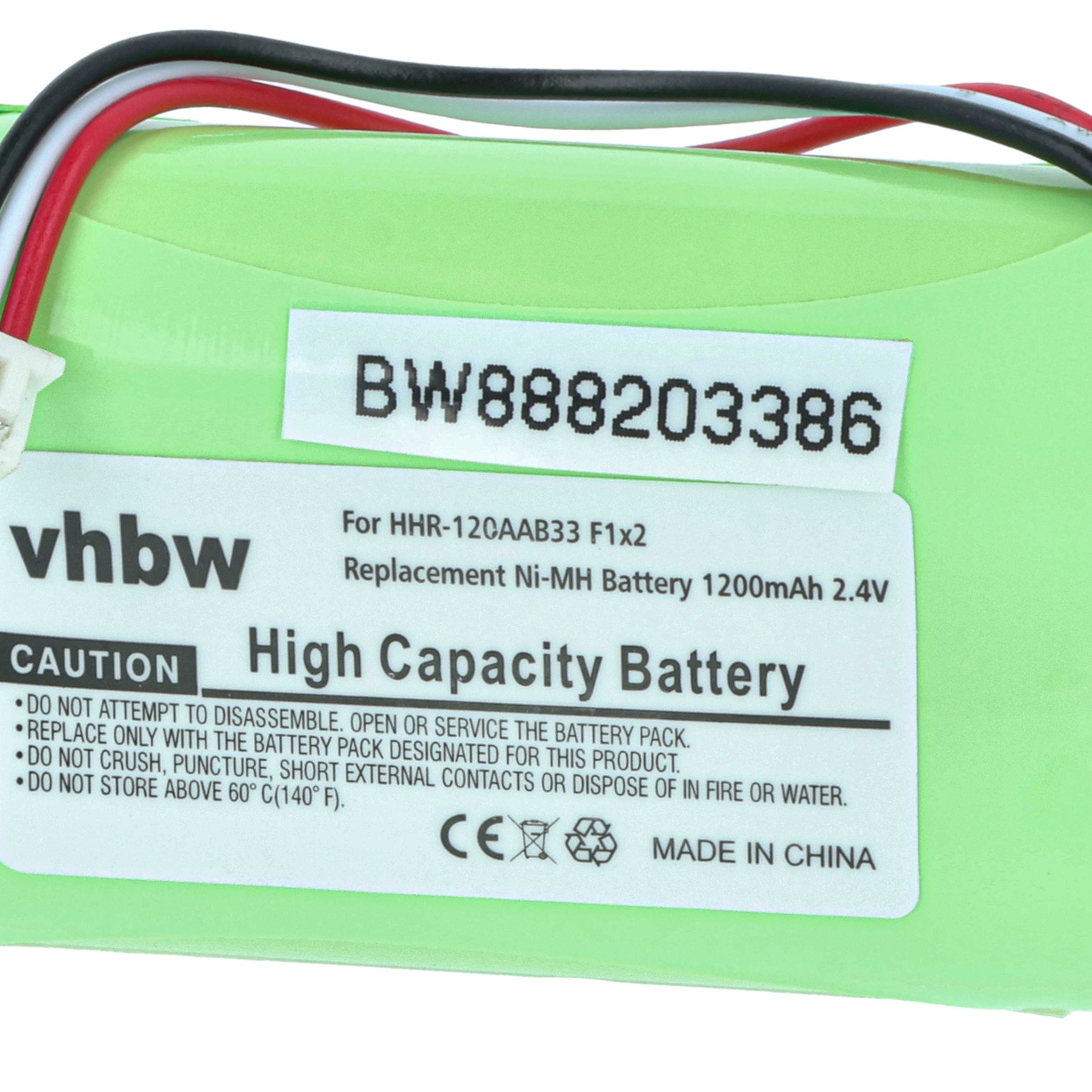 Ein grüner Akku mit weißem Etikettentext. Drähte oben. Text: High Capacity Battery, Vorsicht und Made in China.