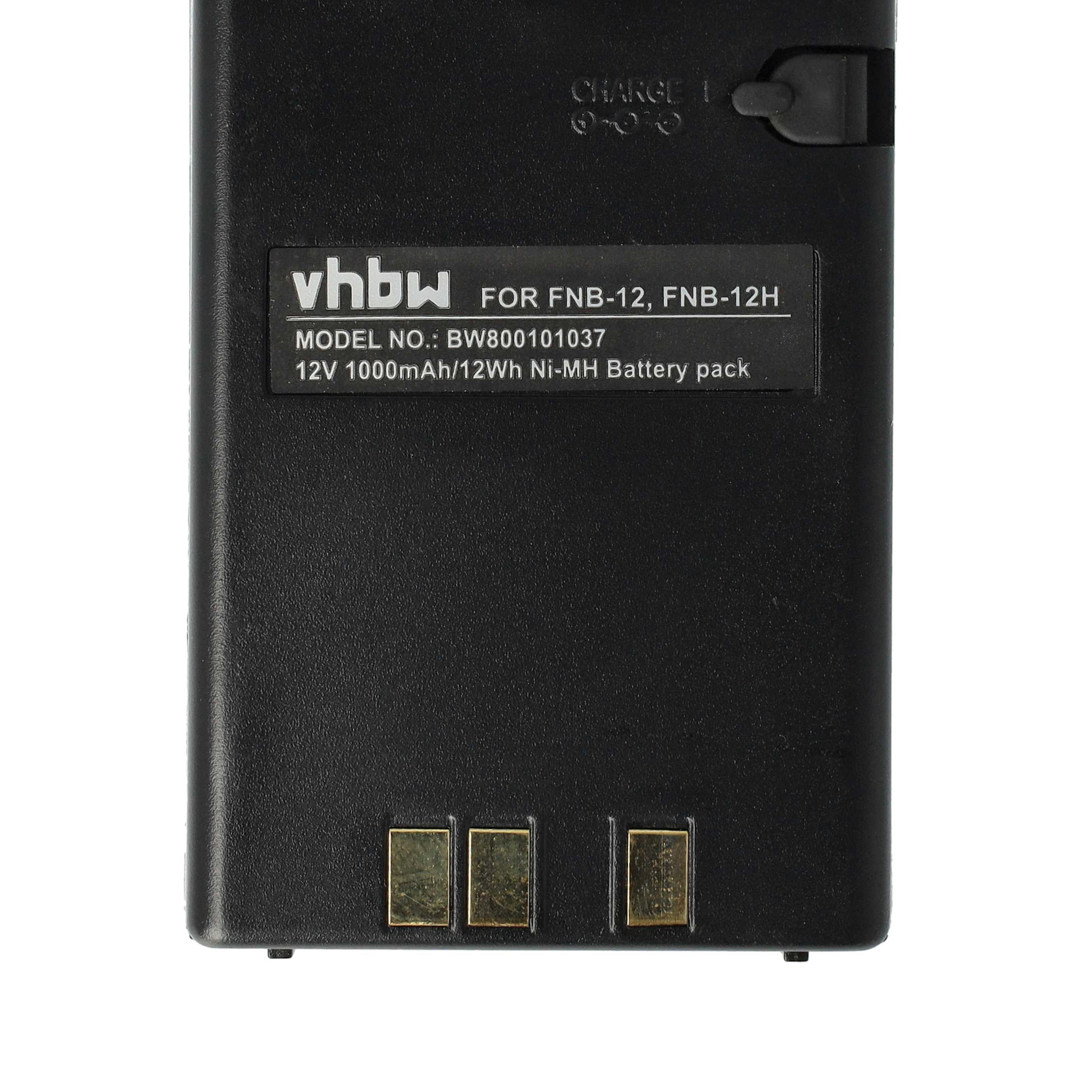 Ein schwarzer Akku mit der Aufschrift 'vhbw' und Spezifikationen wie 12V 1000mAh.