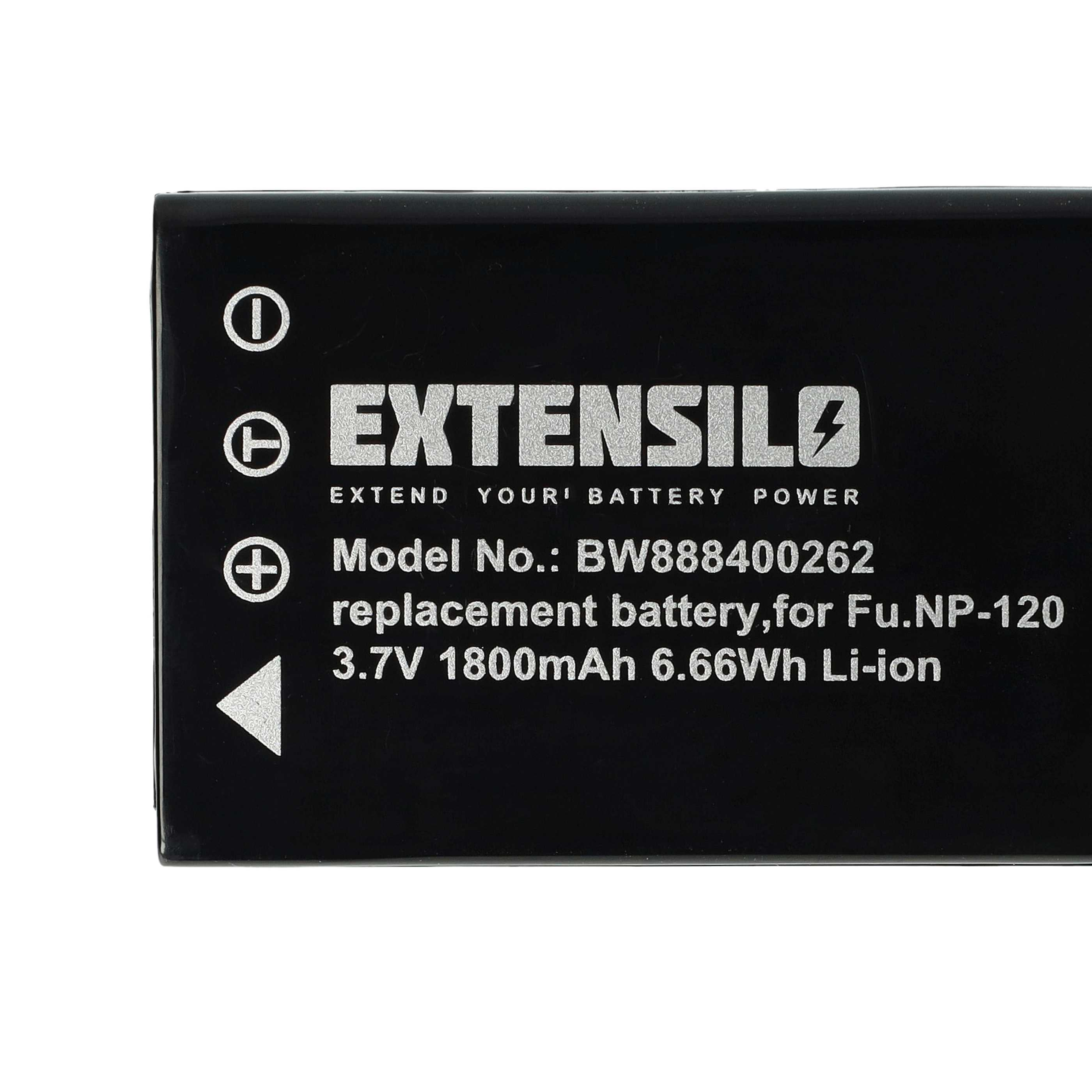 Schwarzes Akku-Pack mit weißem Text. Es hat den Markennamen Extensilo und Batteriespezifikationen.