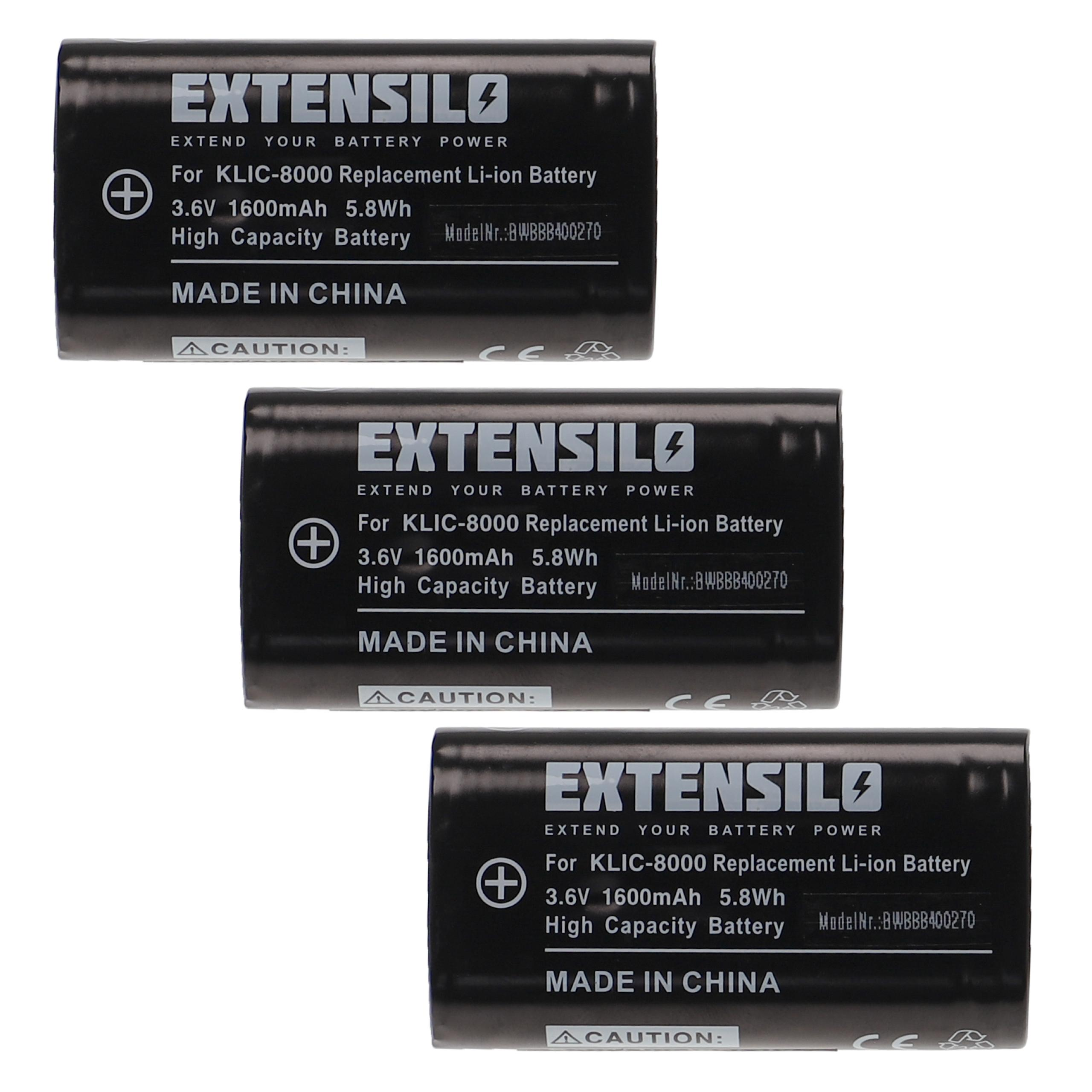 Drei schwarze EXTENSILO-Batterien werden angezeigt. Jede hat Text, ein Pluszeichen und ein Blitzlogo.