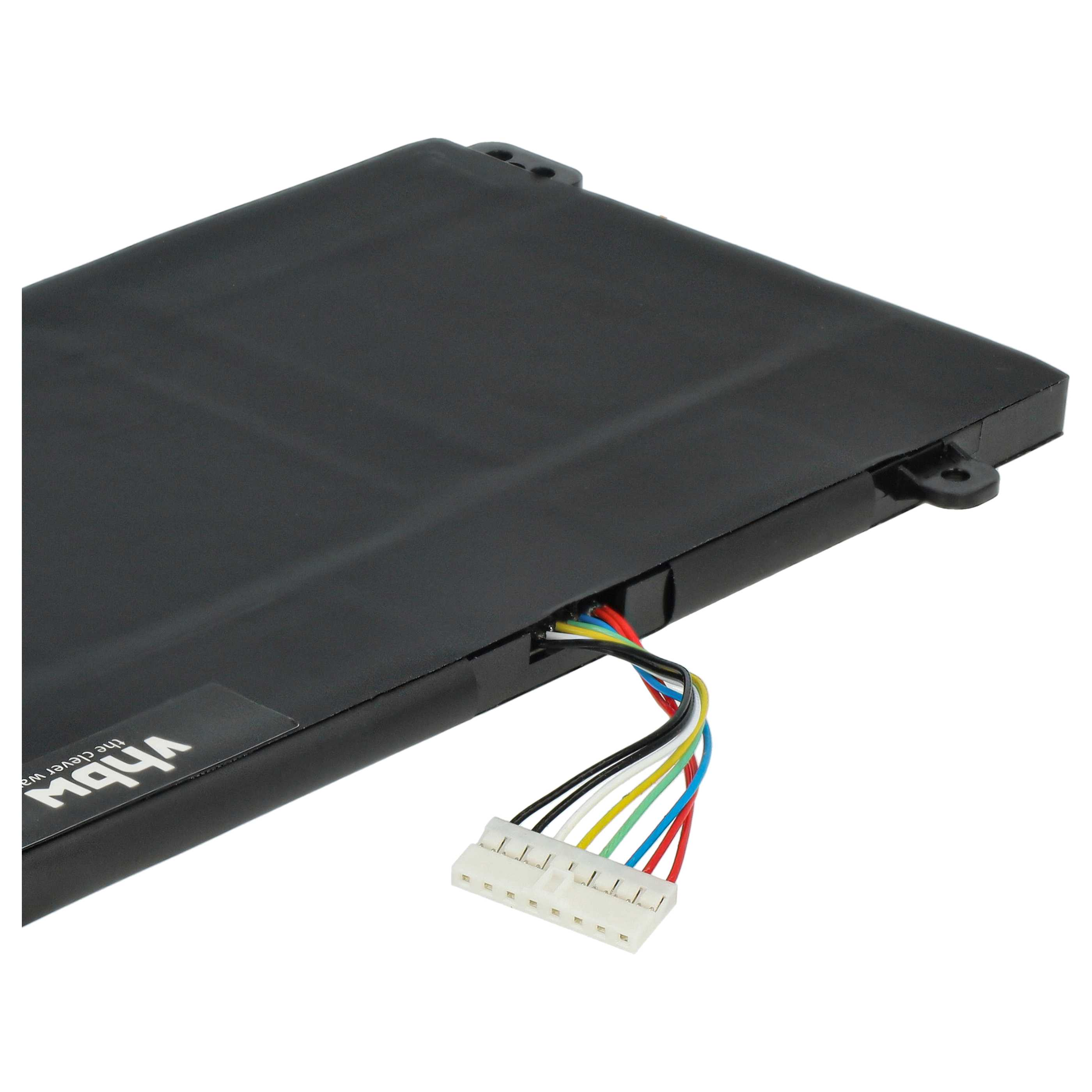 Schwarzer Laptop-Akku mit bunten Drähten und einem weißen Stecker. Der Markenname ist sichtbar.