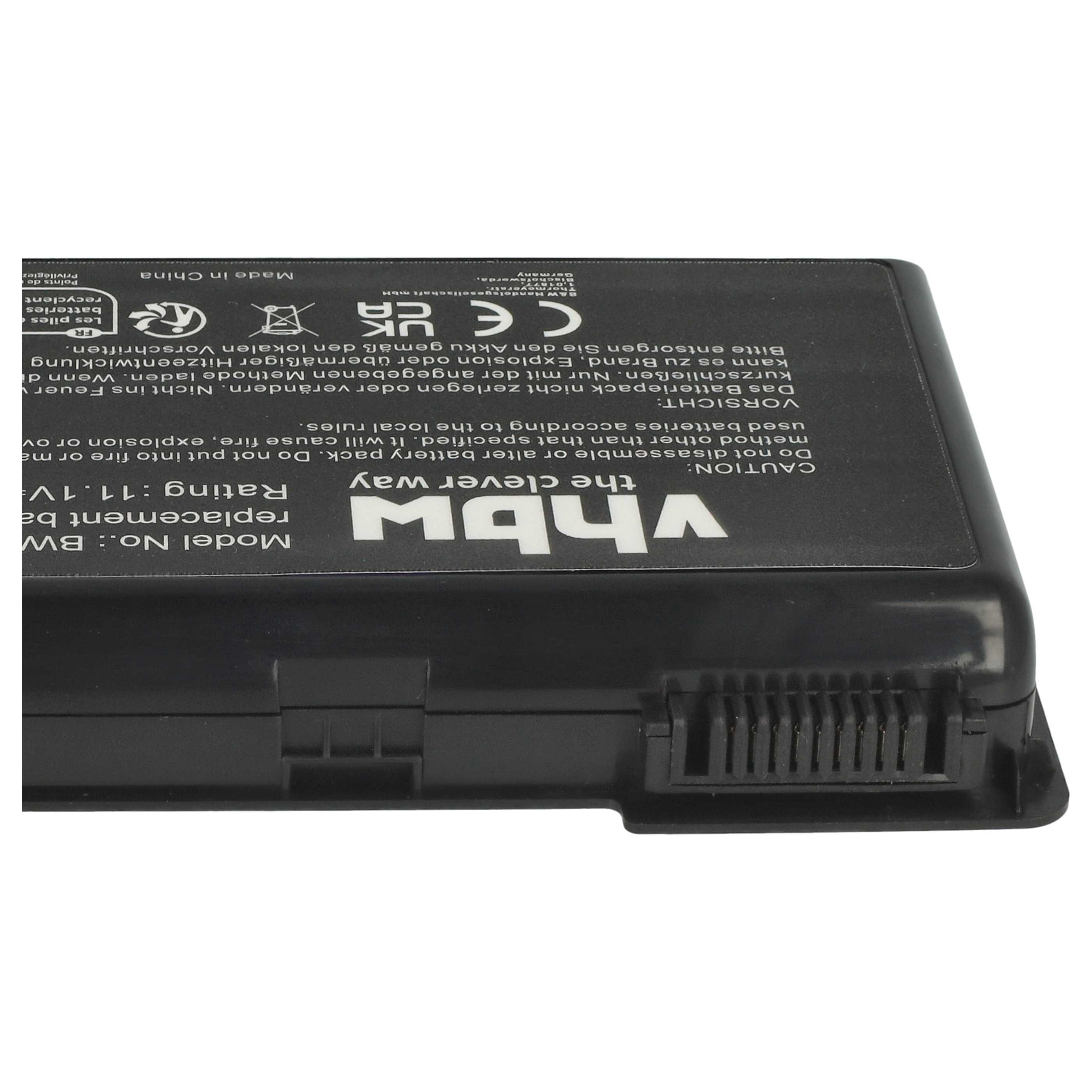 Schwarzer Akku mit weißem Text. Der Text umfasst 'CAUTION', 'Rating:11.1V' und 'Made in China'.
