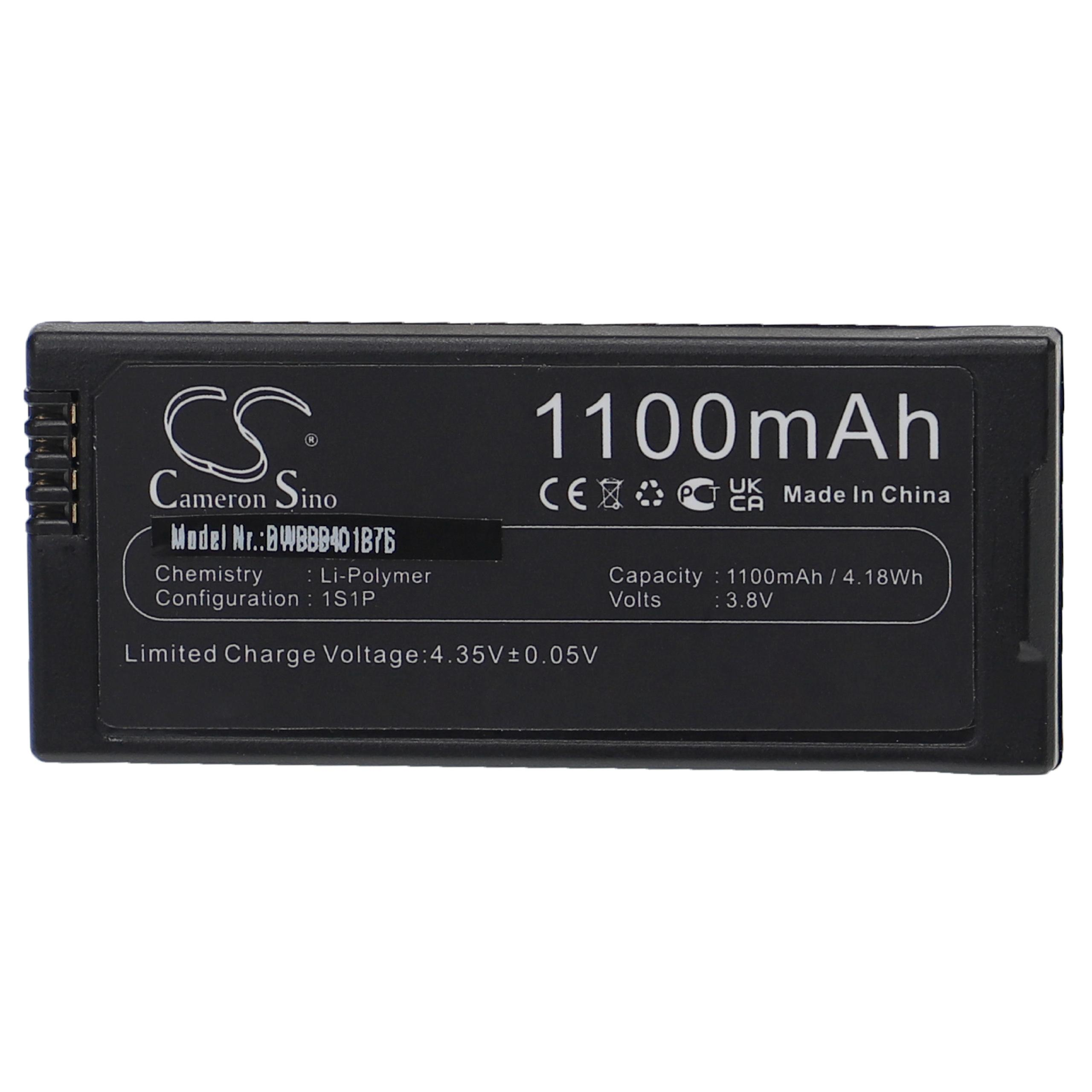 Schwarzer Akku mit weißem Text: 1100 mAh, Cameron Sino Logo, Modellinfo und technische Daten.