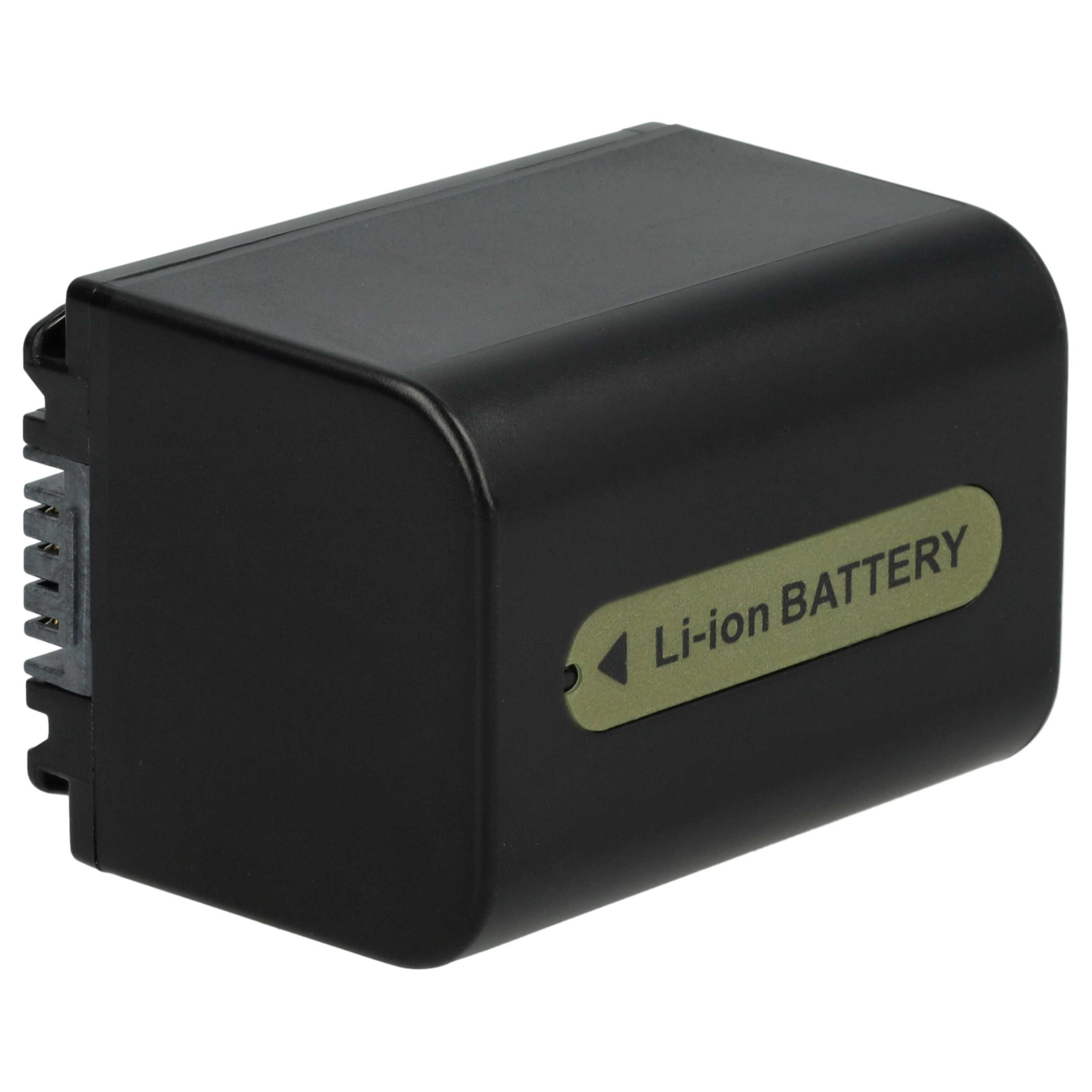 Ein schwarzer Li-Ionen-Akku mit der Aufschrift "Li-ion BATTERY" auf weißem Hintergrund.