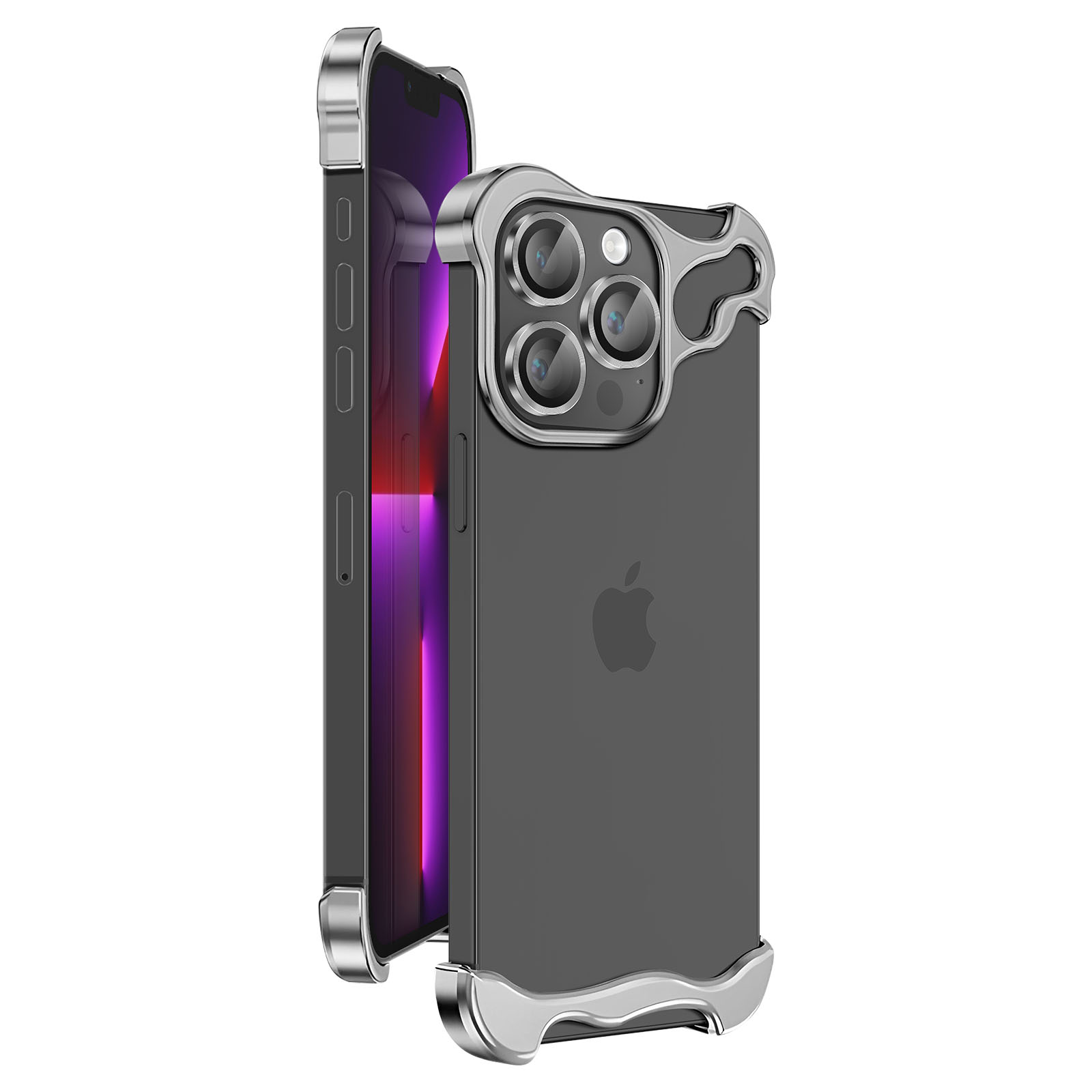 Due iPhone con custodie protettive. Il telefono a sinistra è parzialmente visibile, quello a destra è completamente visibile.