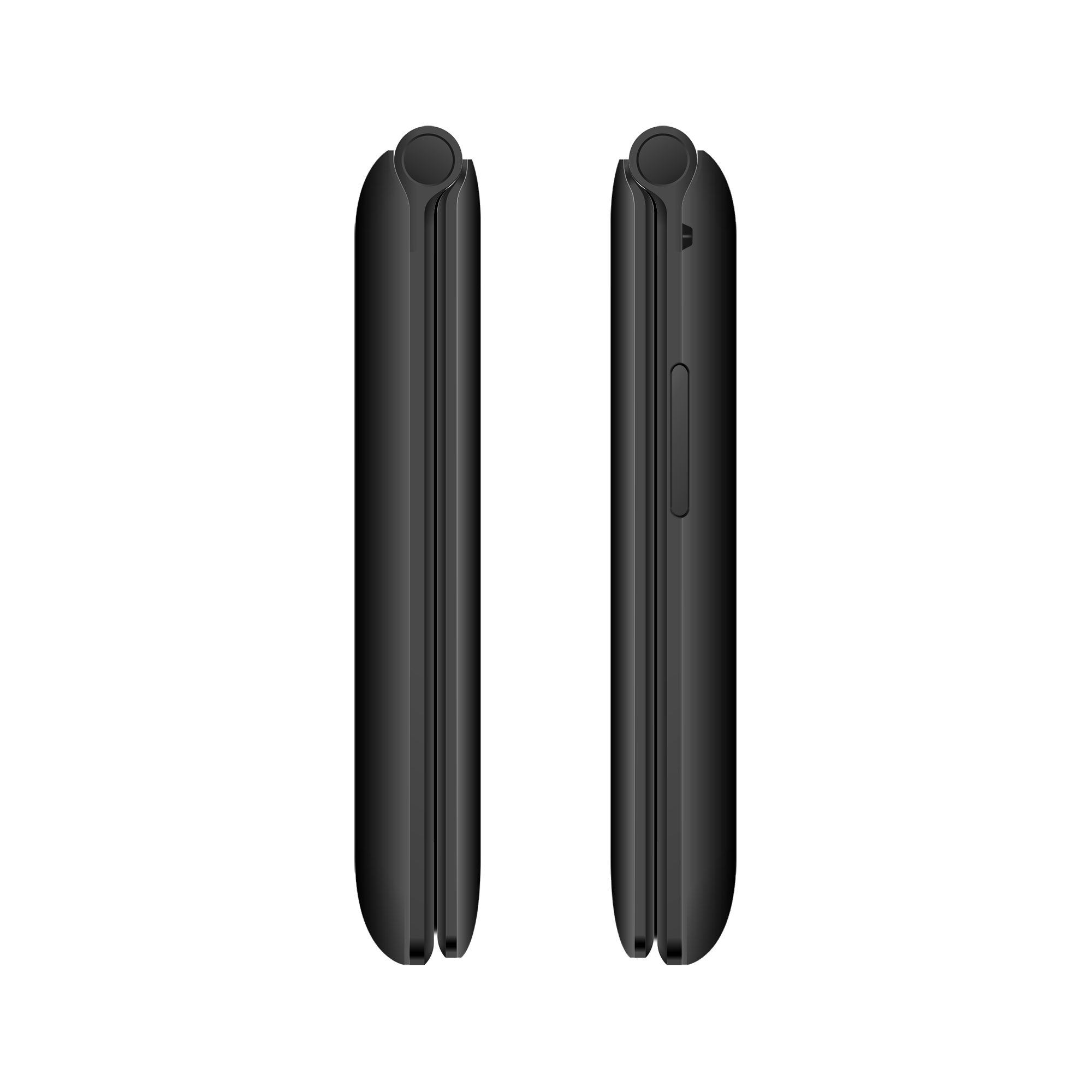 Wyświetlany jest czarny, otwarty telefon składany. Telefon jest wyśrodkowany, pokazując wewnętrzny ekran.