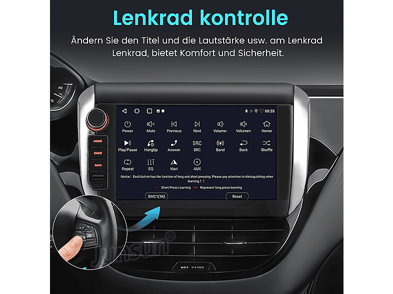 2G 64G Android Autoradio für Peugeot 208/2008 2012-2018 mit Wireless Carplay und Android Auto, 10 Zoll 2 Din Radio mit GPS/WiFi/Bluetooth/EQ/FM RDS Radio
