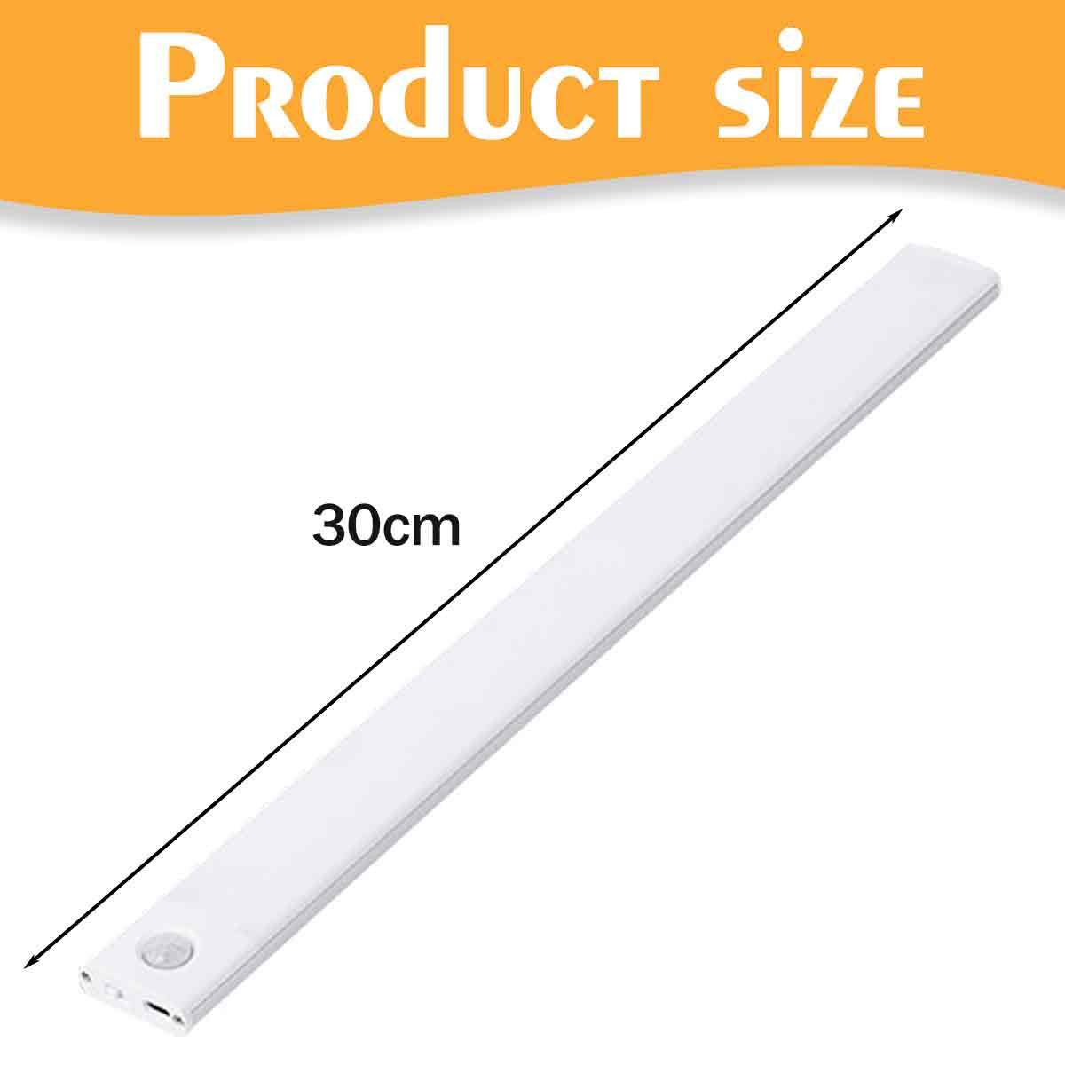 Ein weißer LED-Streifen mit einem Maß von 30 cm. Die Produktgröße ist im Bild angegeben.