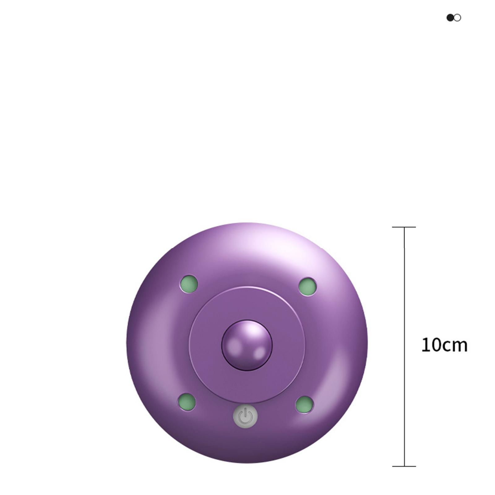 Ein lila, kreisförmiges Gerät mit grünen und silbernen Akzenten. Eine Messung von 10 cm ist angegeben.