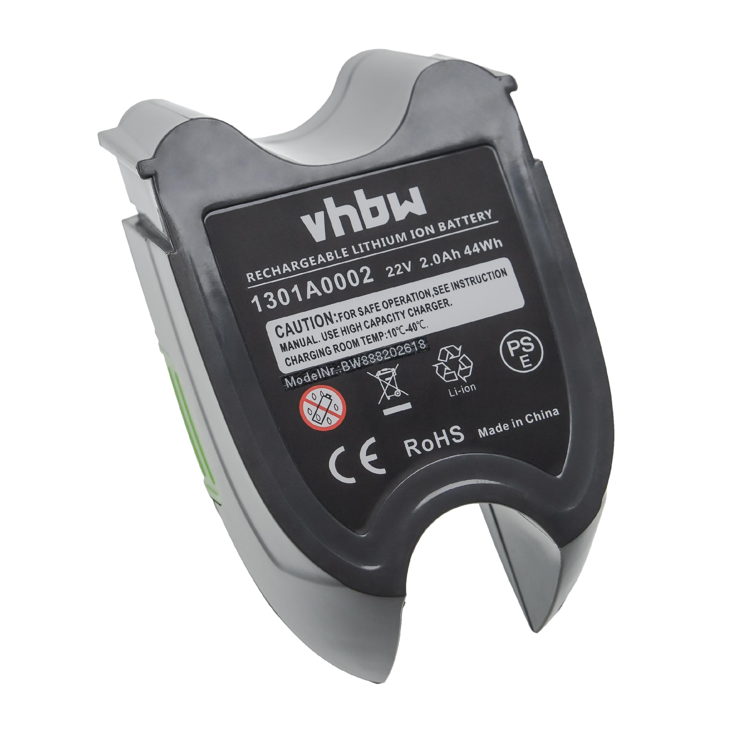Ein grauer und schwarzer Akku mit Lithium-Ionen-Technologie, beschriftet mit Spezifikationen und Sicherheitshinweisen. "Made in China" ist sichtbar.