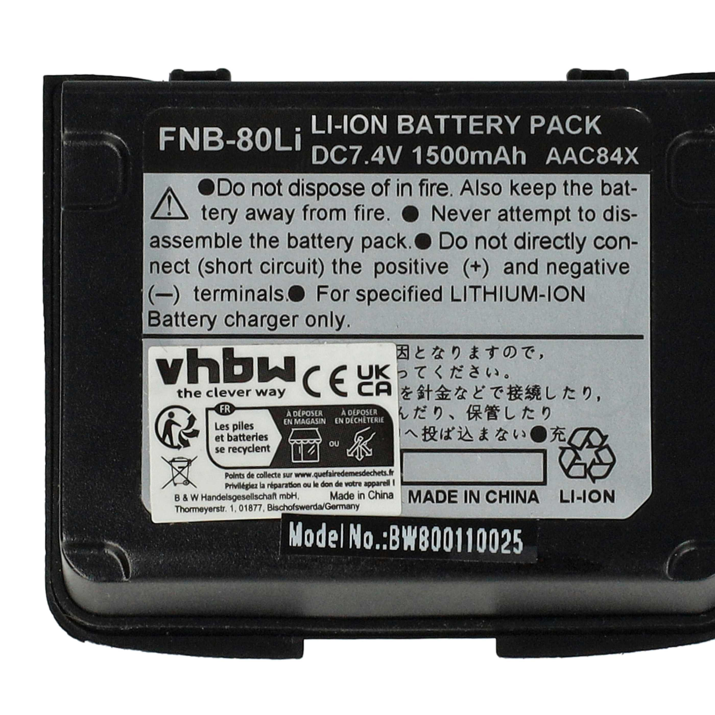 Ein schwarzes Akkupack mit weißem Text. Es hat Warnhinweise. Die Modellnummer ist BW800110025 und es ist in China hergestellt.