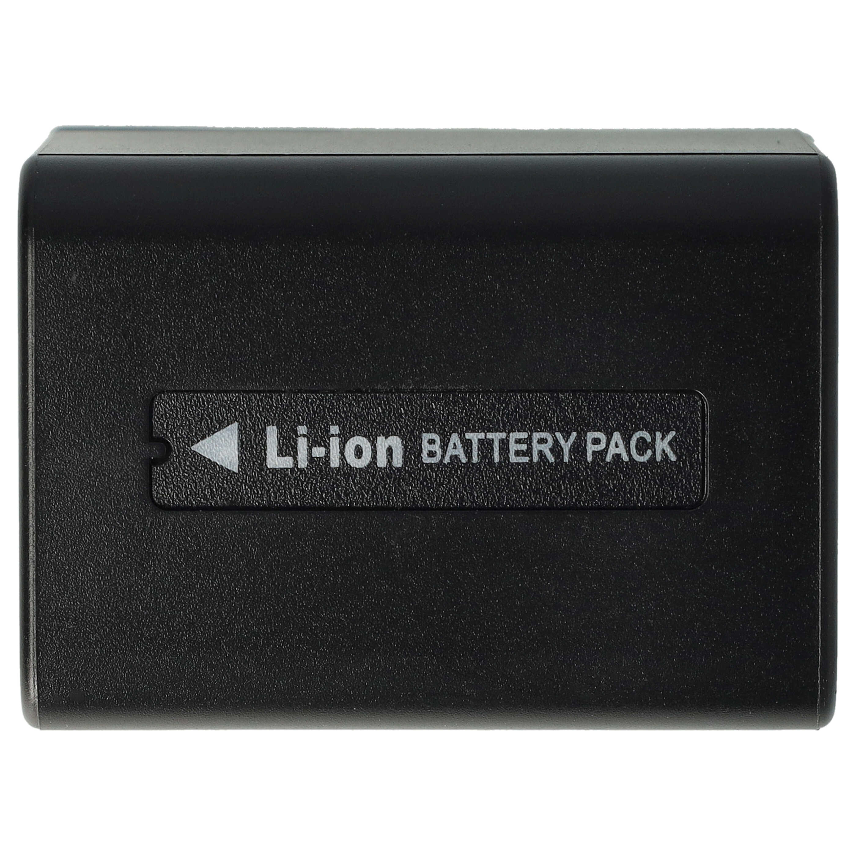 Ein schwarzes Li-Ionen-Akkupack. Es hat weißen Text mit der Aufschrift 'Li-ion BATTERY PACK'.