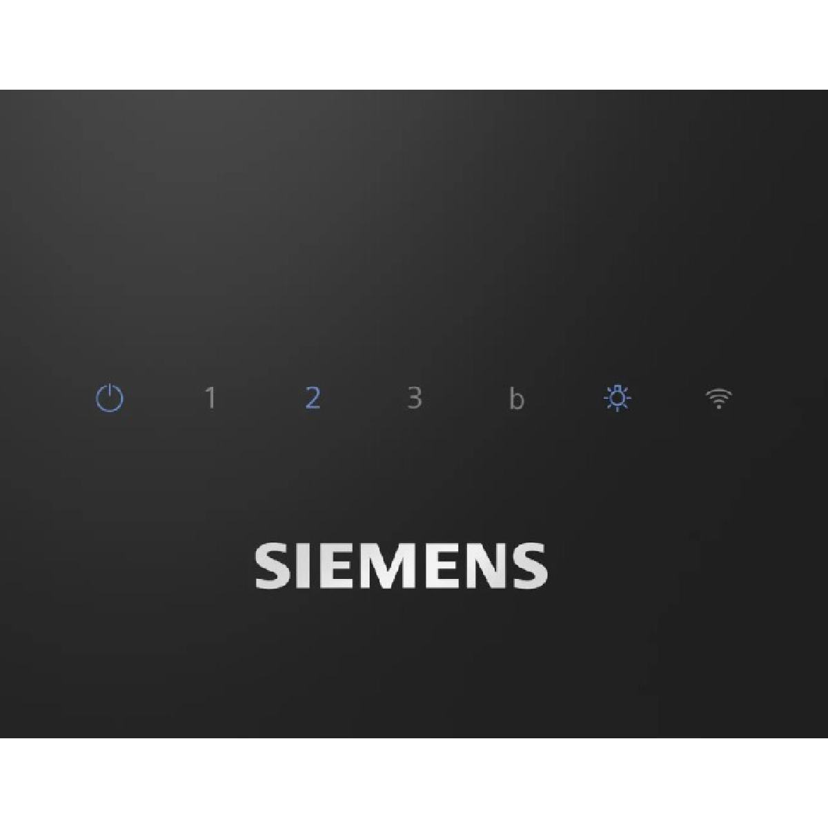 A black panel with blue illuminated symbols and numbers. The brand name "SIEMENS" is displayed in white.