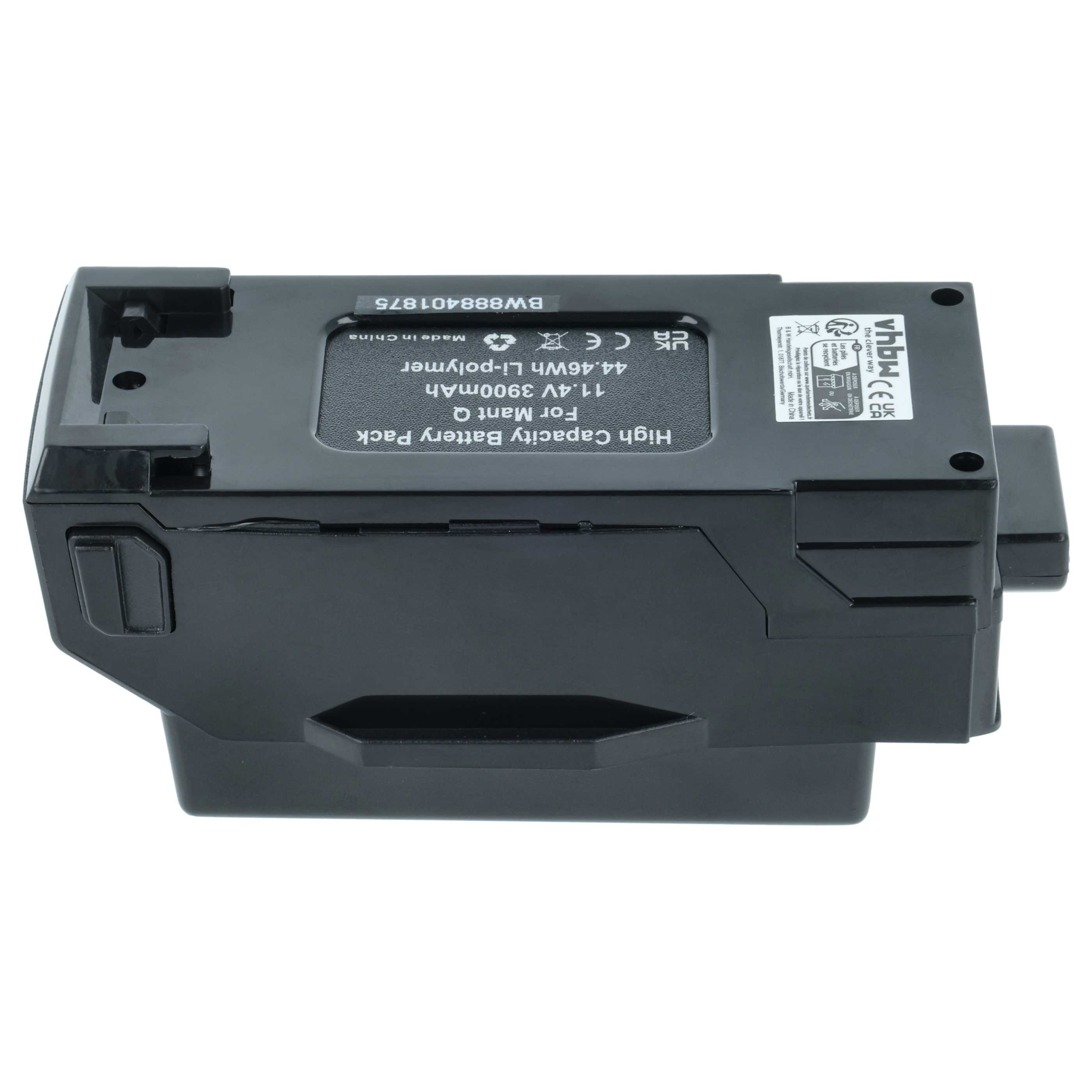 Ein schwarzes Akkupack. Auf dem Etikett steht 'High Capacity Battery Pack', '44.46Wh Li-polymer' und 'For Mant Q'.
