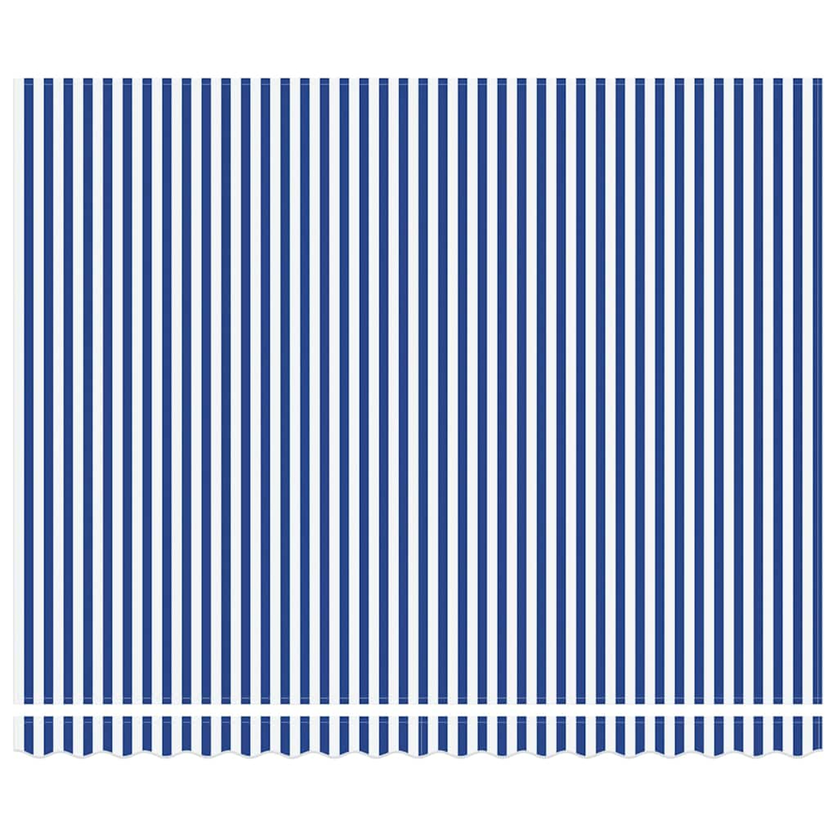 Ein blau-weiß gestreiftes Muster. Vertikale Streifen dominieren das Bild. Der Boden zeigt einen gewellten Rand in Blau und Weiß.