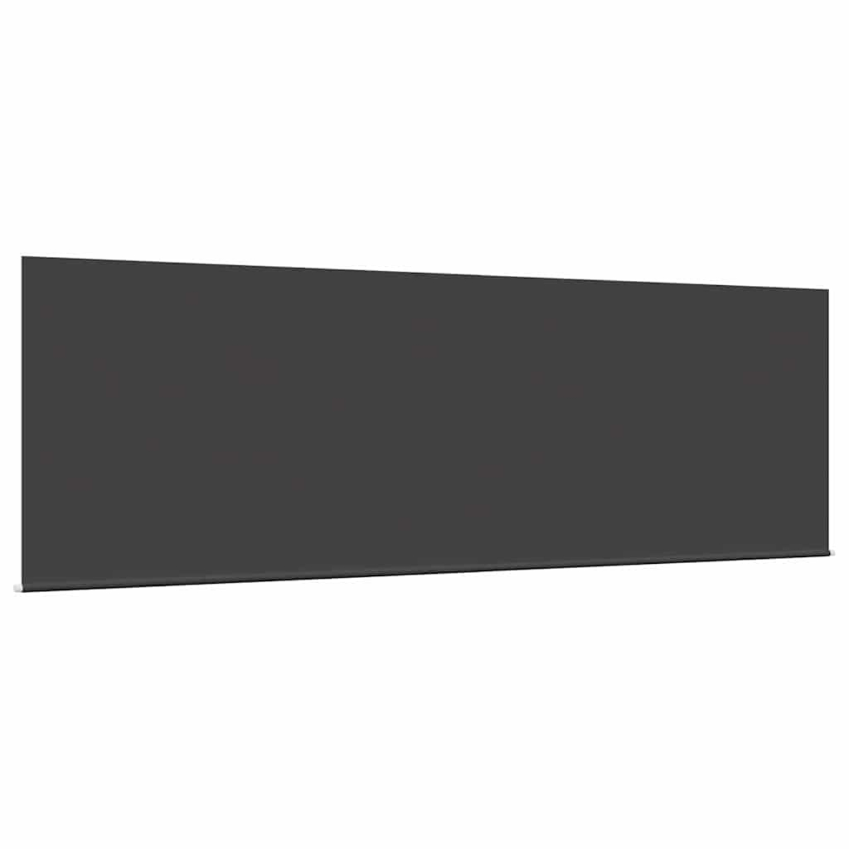 Ein dunkelgraues rechteckiges Objekt, möglicherweise ein Bildschirm oder eine Tafel, vor einem weißen Hintergrund. Das Objekt hat eine gerollte Kante unten.