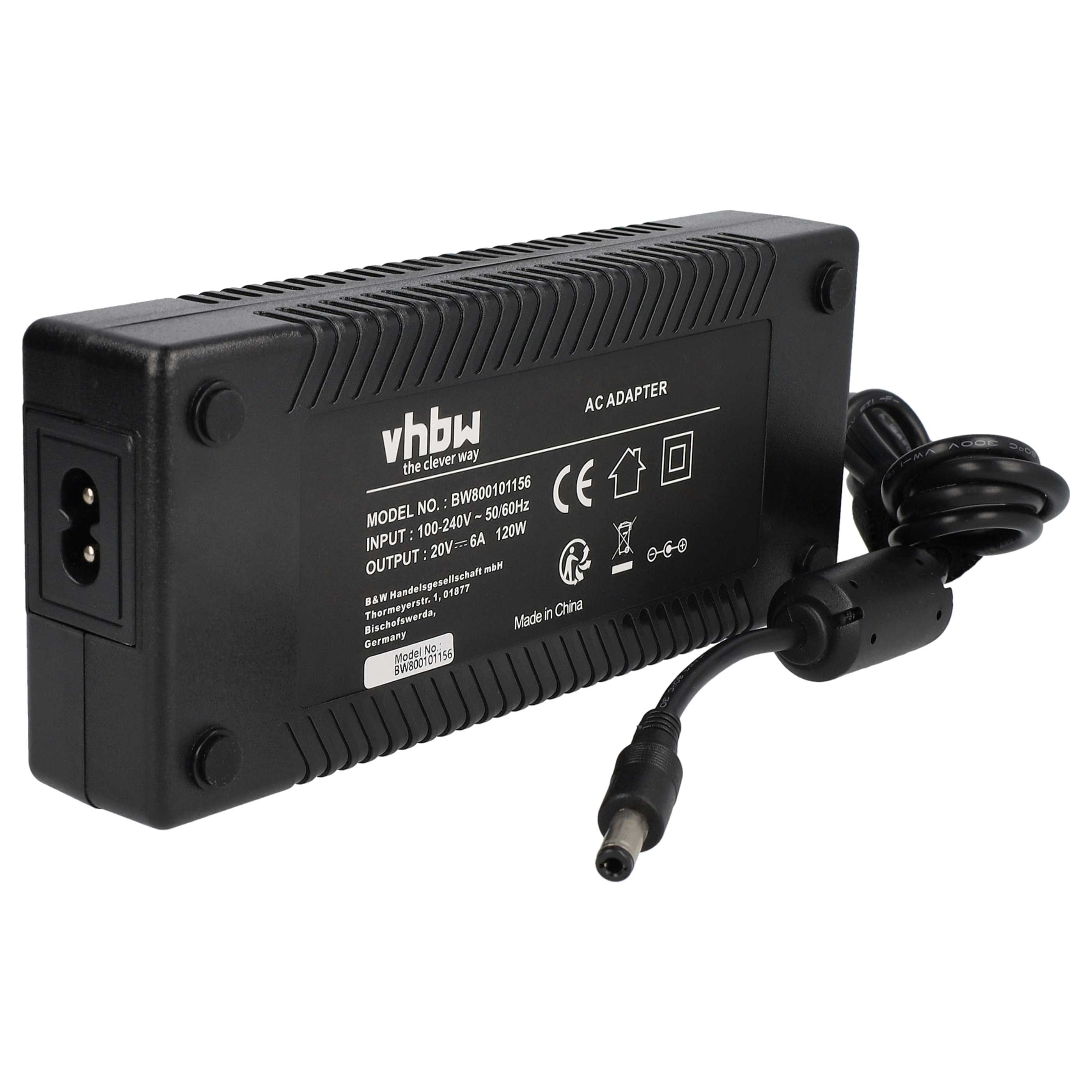 Schwarzer AC-Adapter mit Netzkabel. Text enthält 'vhbw', Modell- und technische Daten.