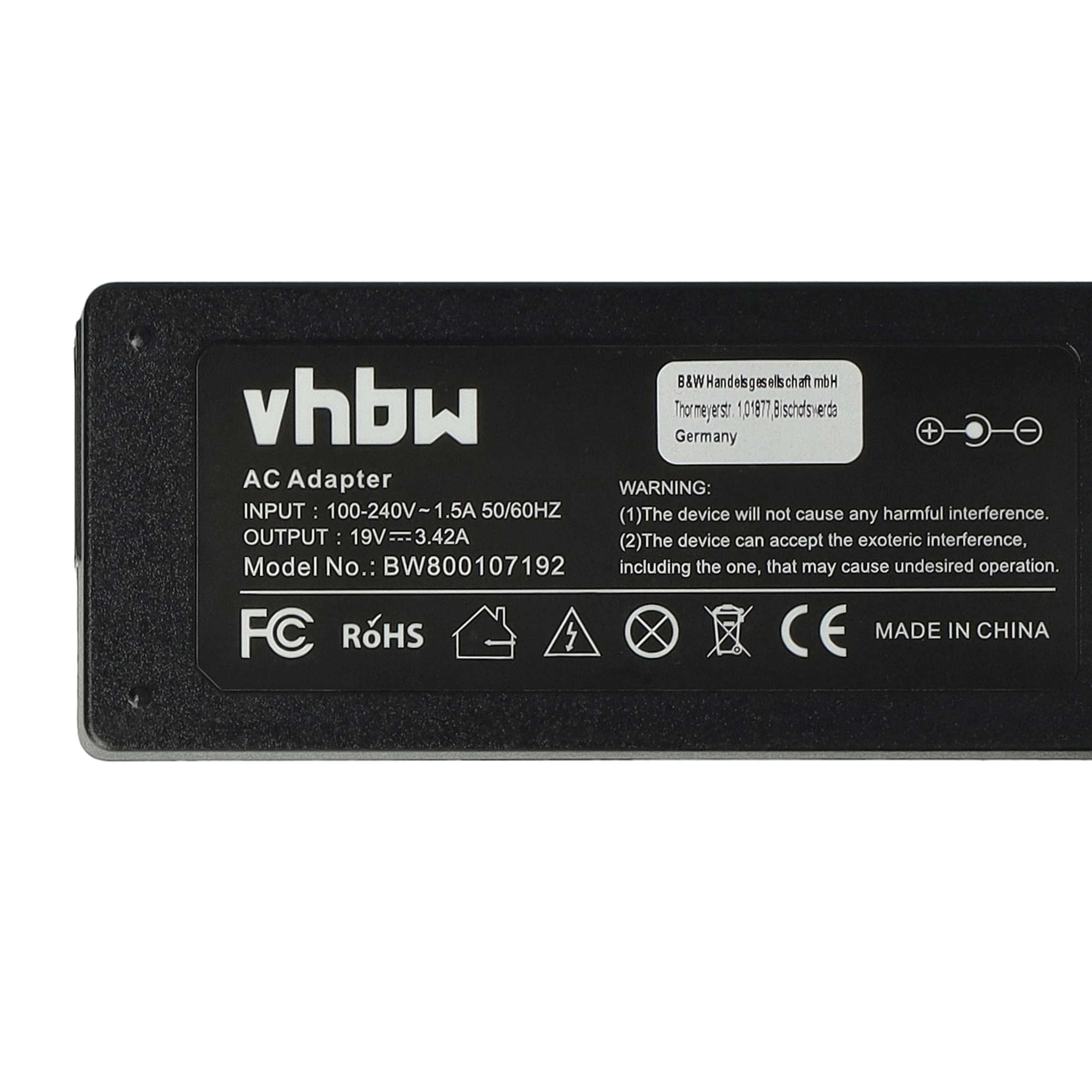 Schwarzes Netzteil mit weißem Text. Es hat das vhbw-Logo und technische Daten. Hergestellt in China.