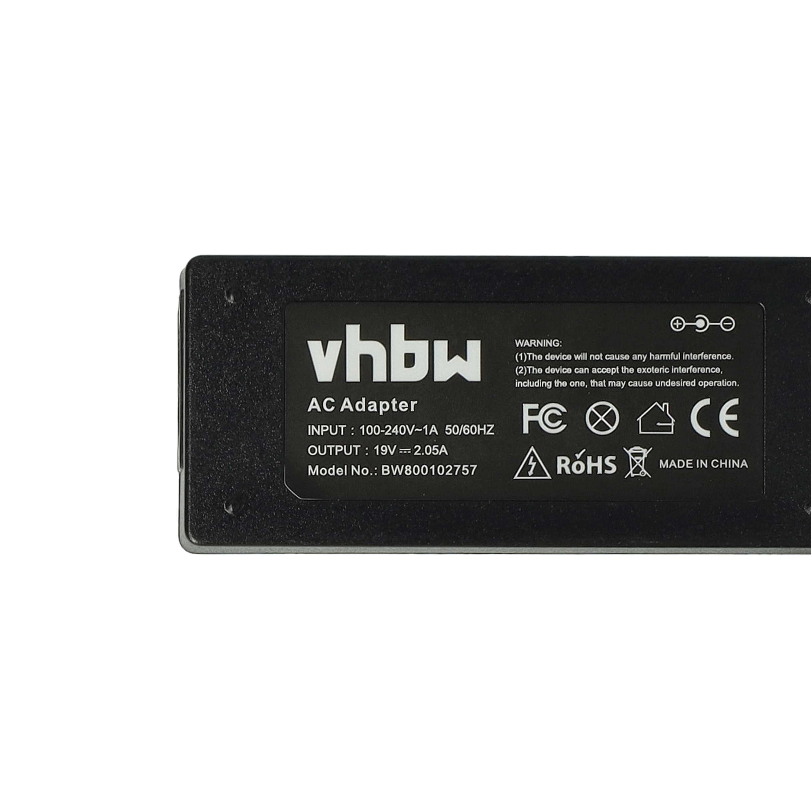 Ein schwarzes AC-Adapter mit weißem Text. Der Text lautet 'vhbw AC Adapter' und technische Daten.