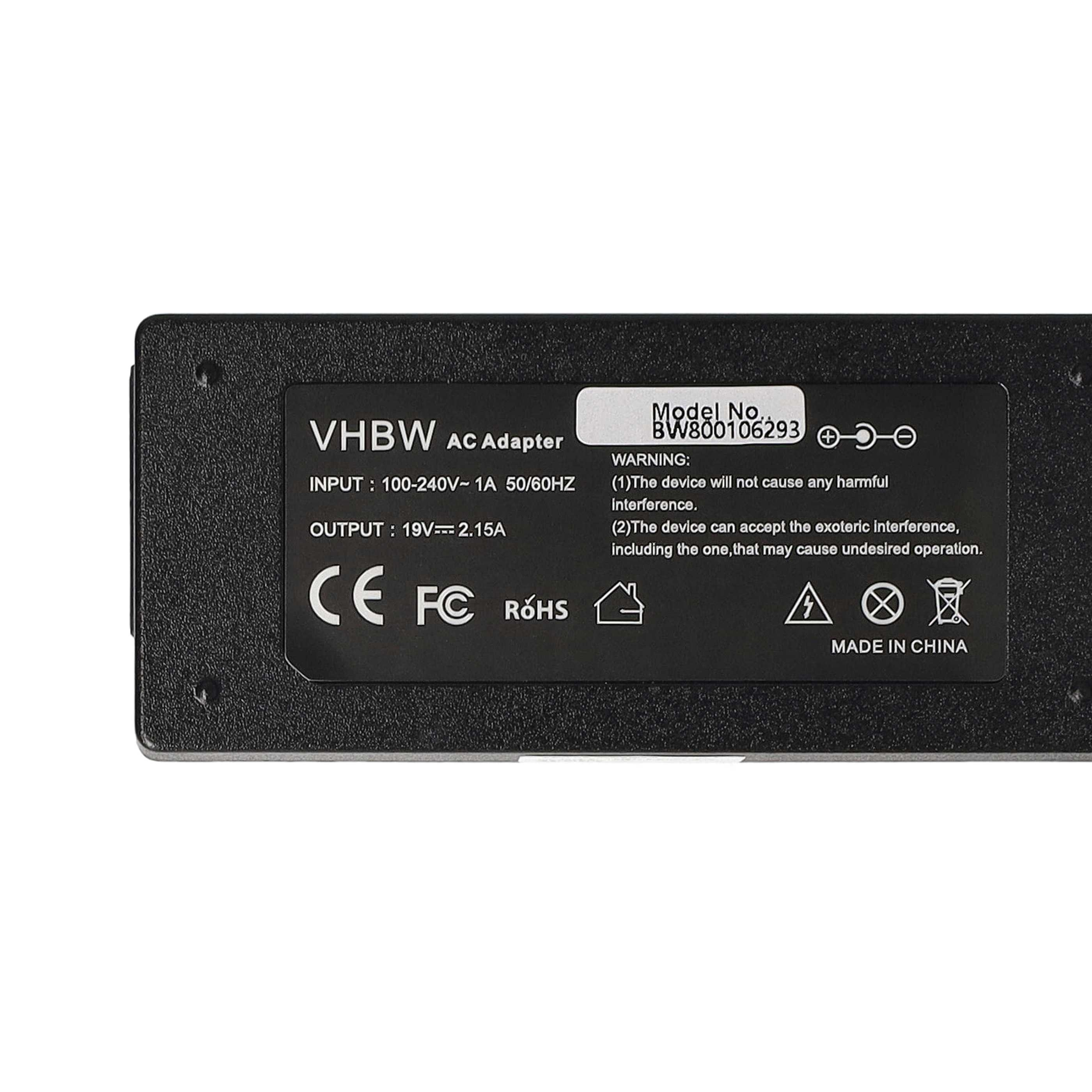 Schwarzes AC-Adapter mit weißem Text. Es hat den Markennamen VHBW, die Modellnummer BW800106293 und Sicherheitssymbole.