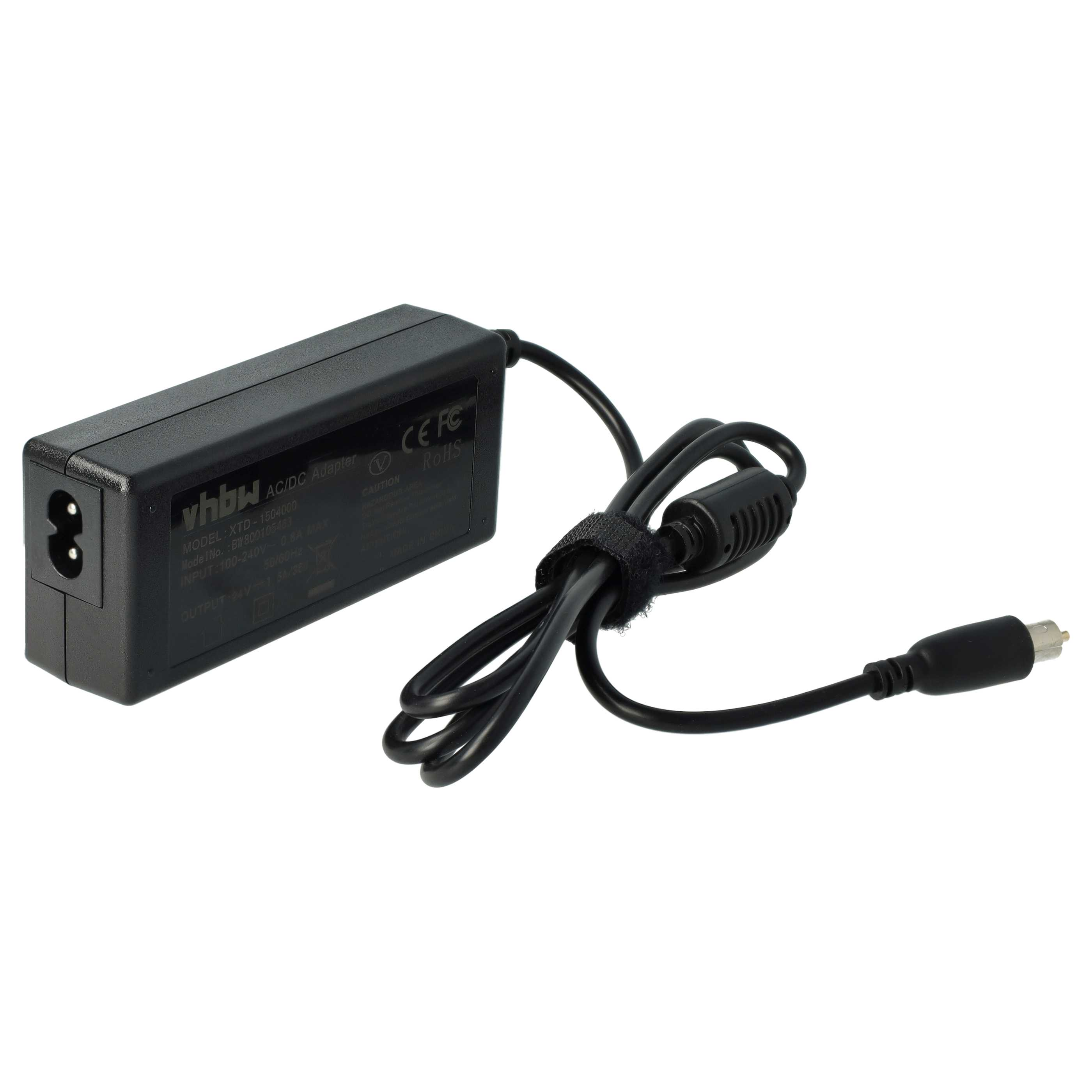 Schwarzes AC/DC-Netzteil mit schwarzem Kabel und Stecker. Das Netzteil ist mit vhbw AC/DC Adapter beschriftet.