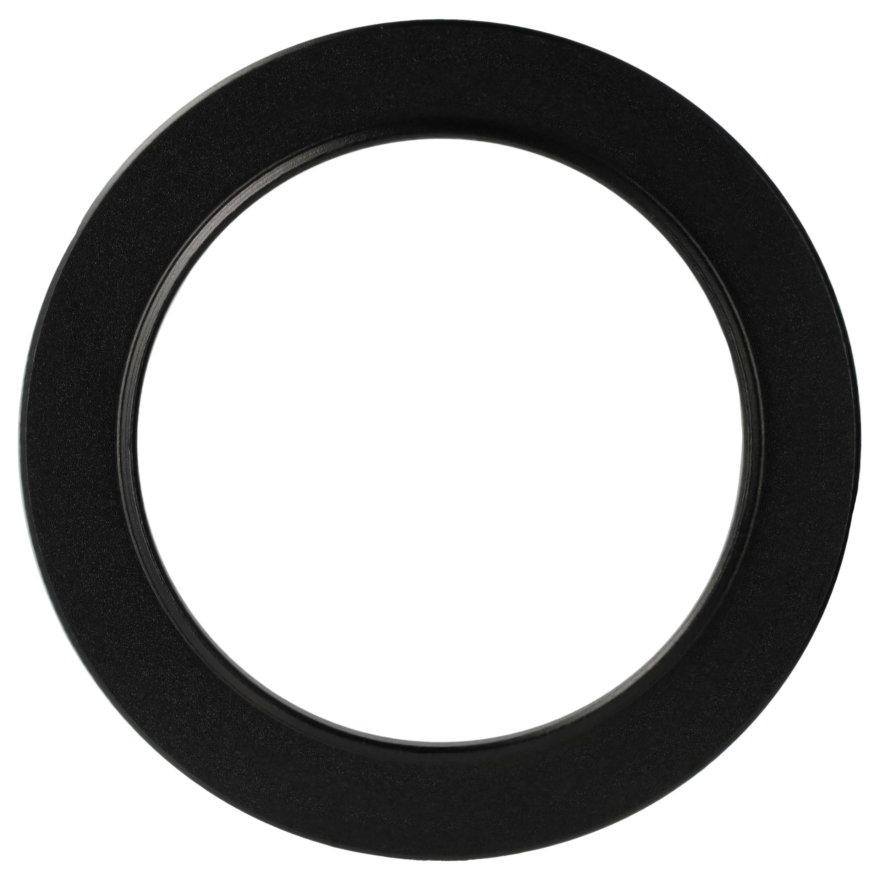 Ein schwarzes, kreisförmiges Objekt auf weißem Hintergrund. Das Objekt ist ein Ring mit strukturierter Oberfläche.