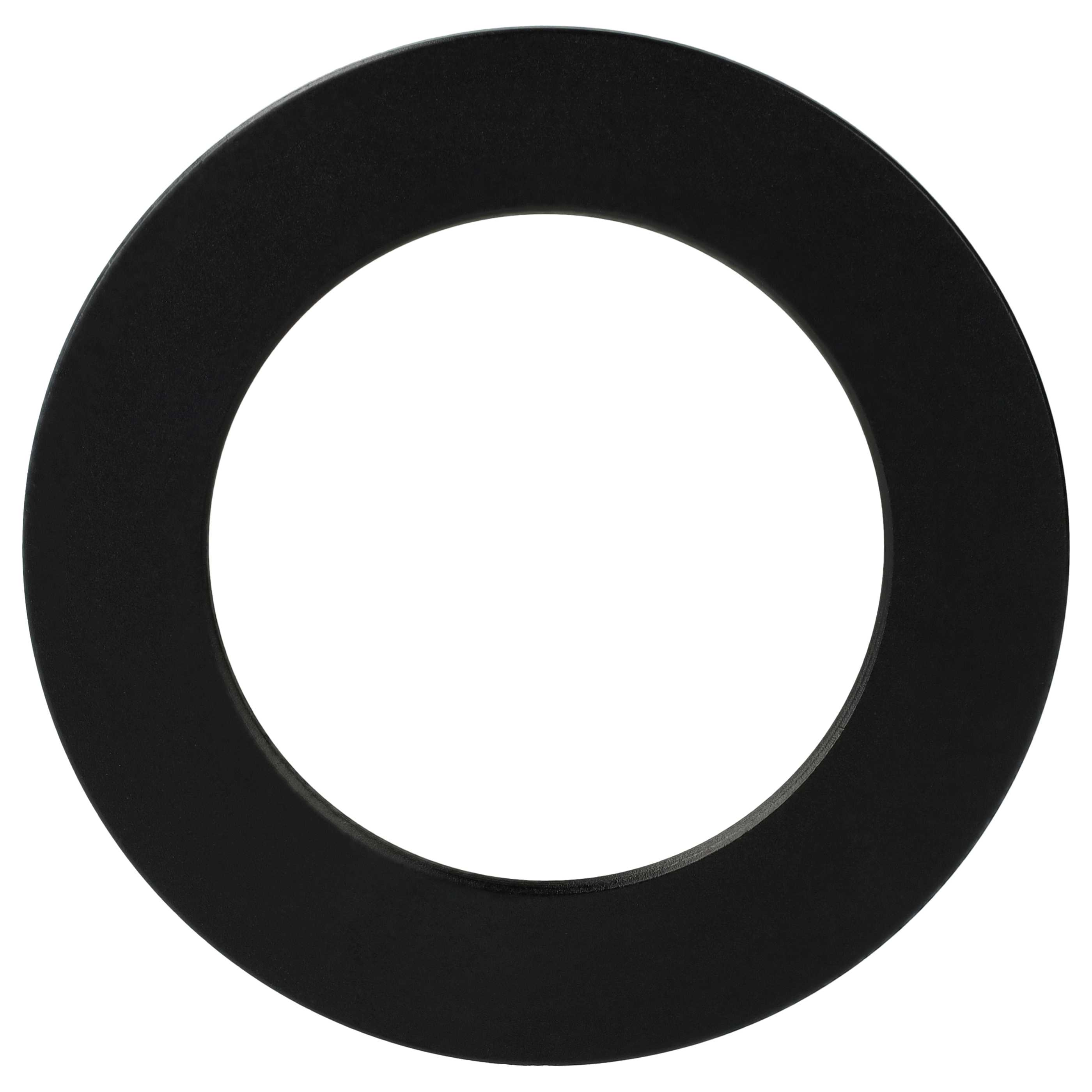 Ein schwarzes kreisförmiges Objekt mit weißem Zentrum. Das Objekt scheint ein Ring oder Rahmen zu sein.