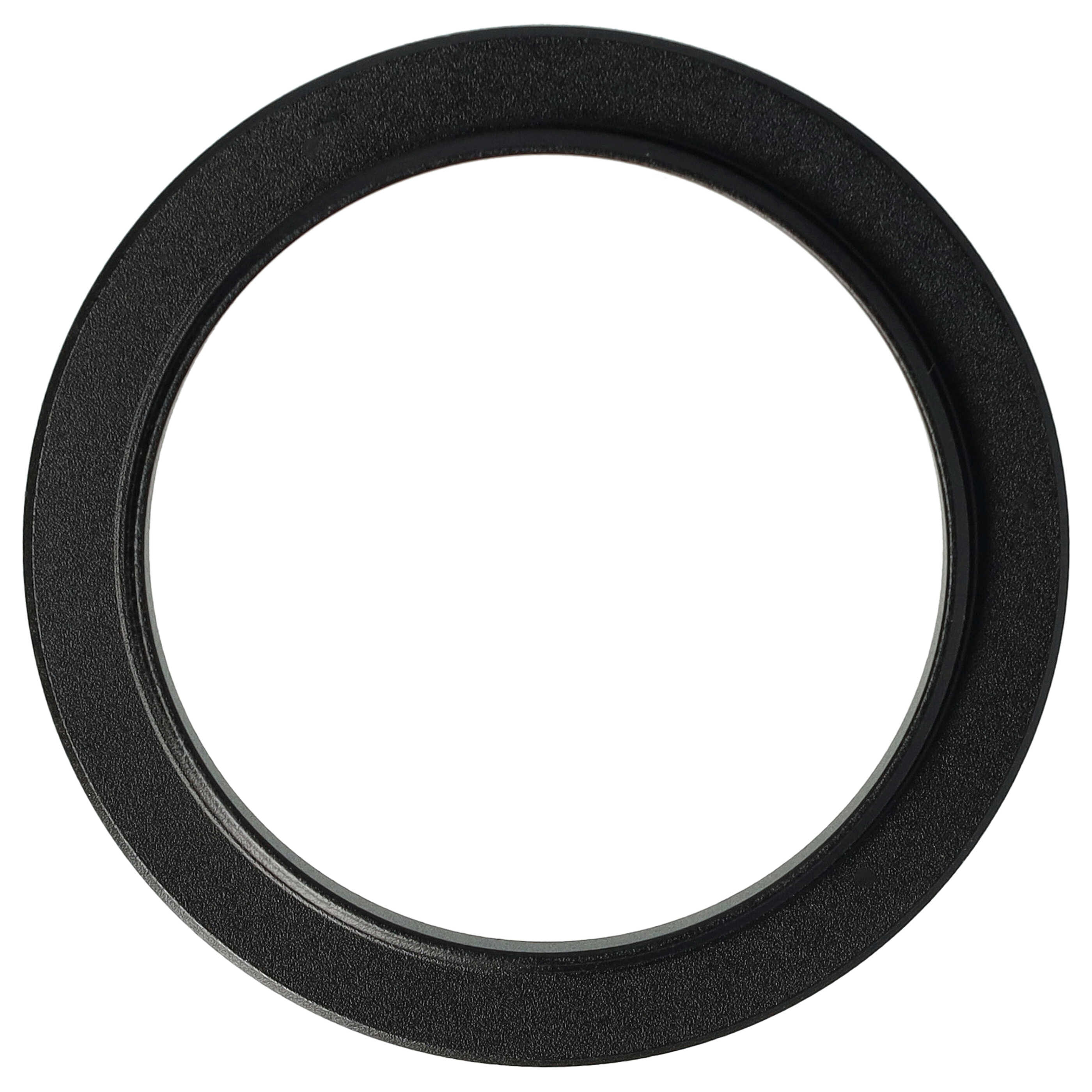 Ein schwarzes kreisförmiges Objekt mit strukturierter Oberfläche, das einem Ring ähnelt, vor weißem Hintergrund.