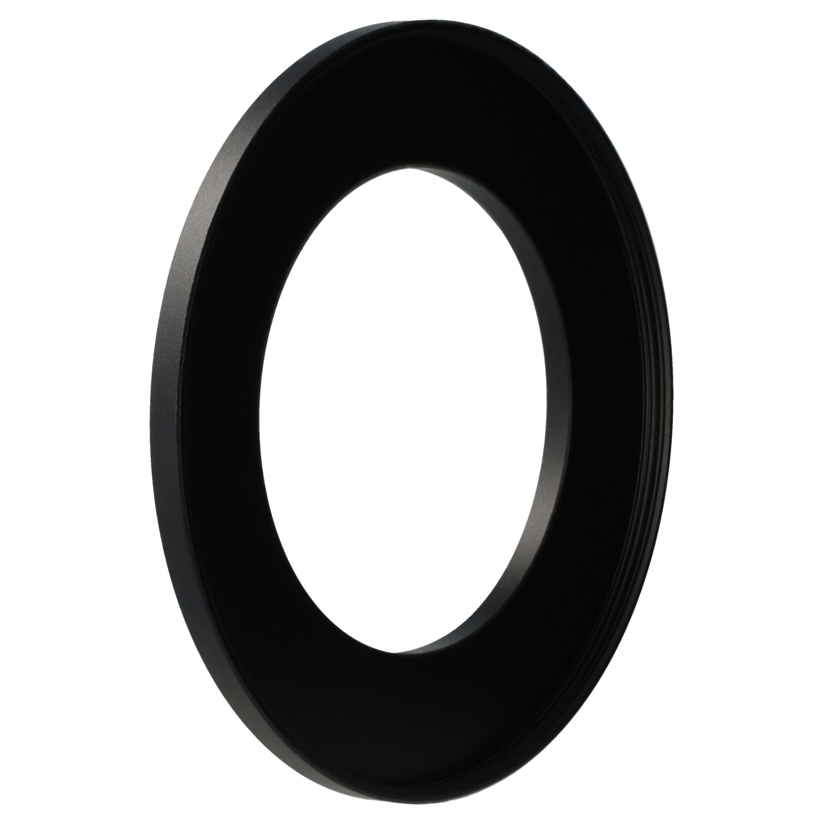 Ein schwarzer, kreisförmiger Adapterring auf weißem Hintergrund. Der Ring hat eine Gewindeinnenkante und eine glatte Außenkante.